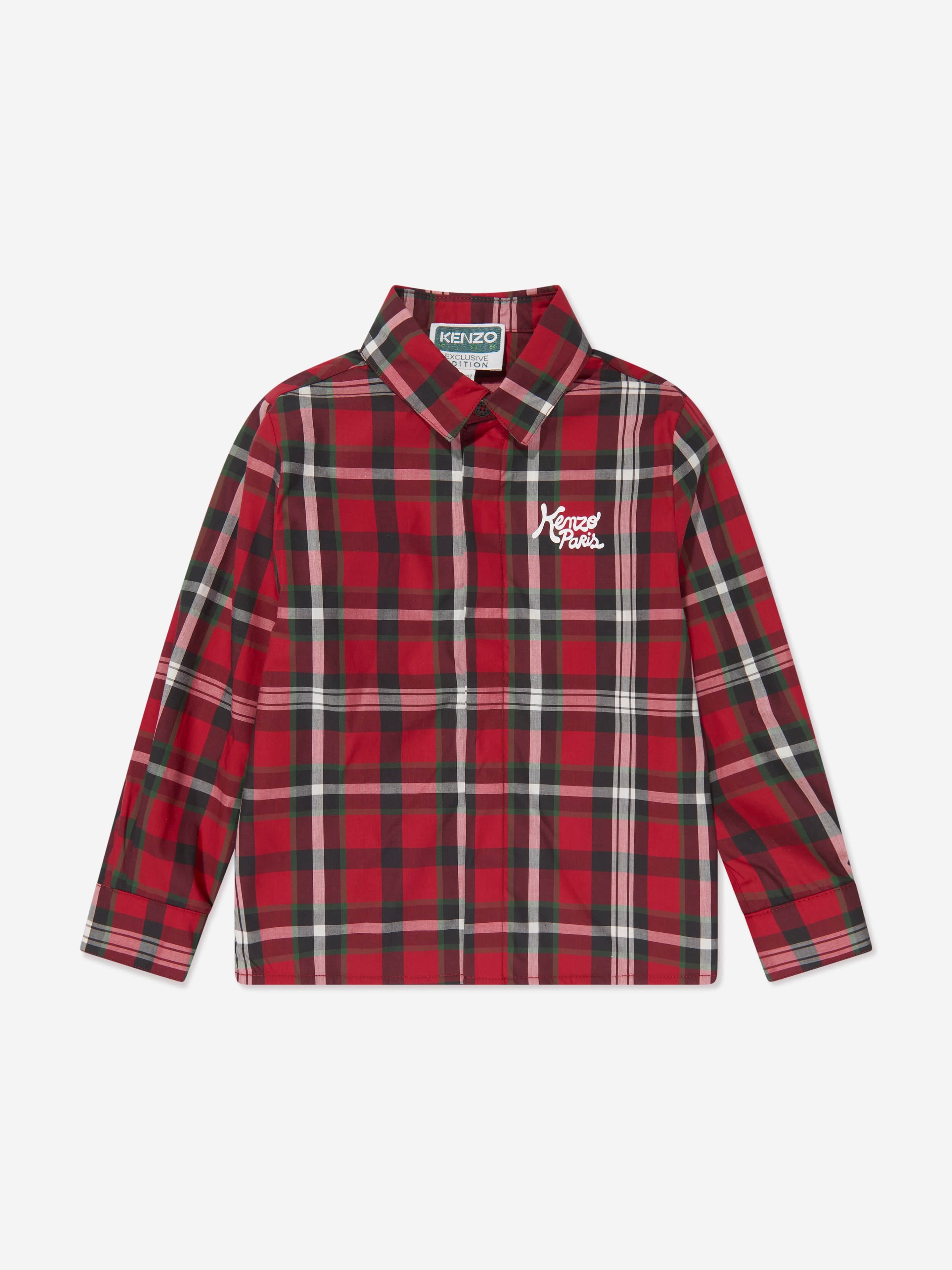 KENZO Boys Checked Shirt in Red