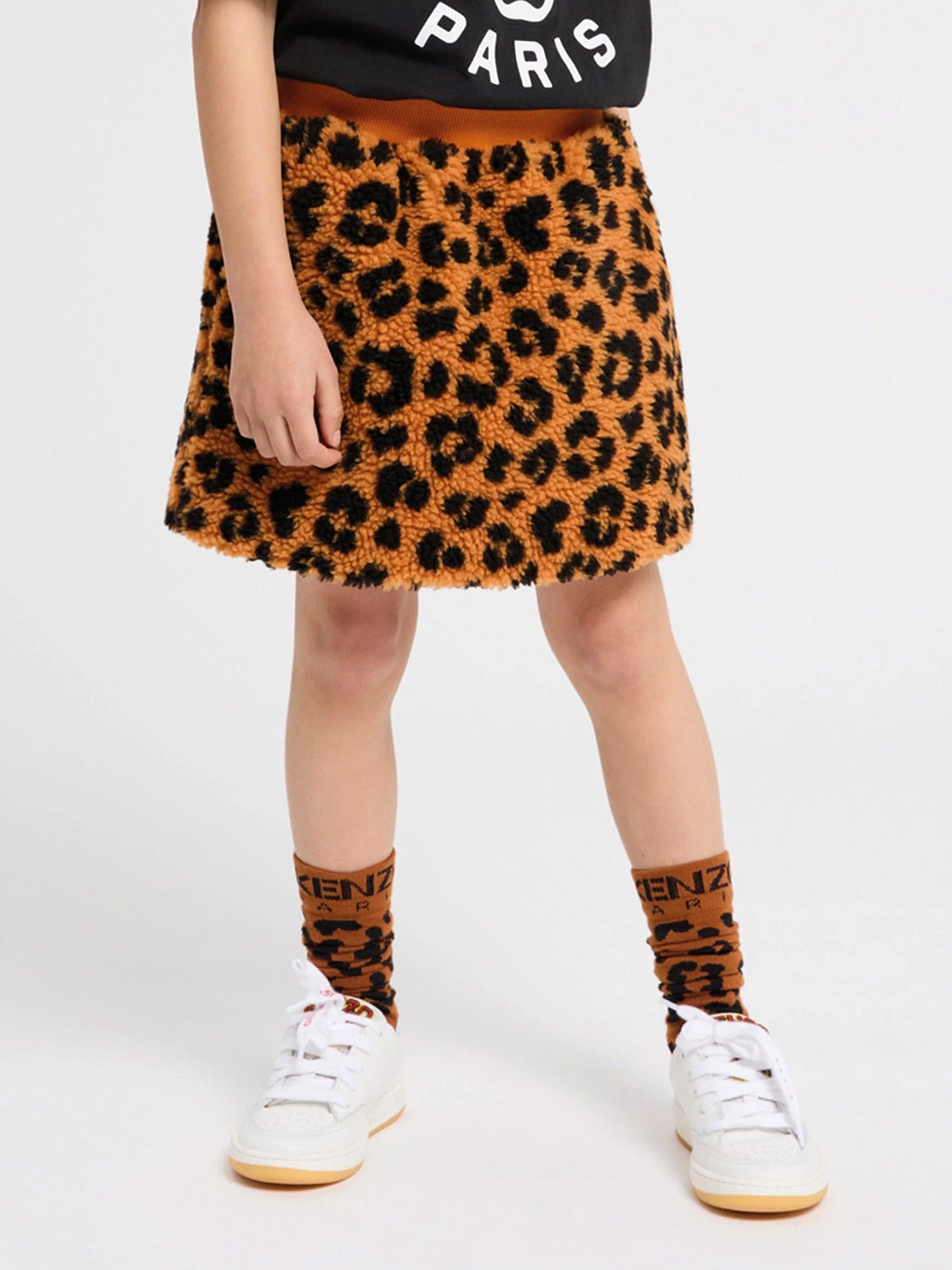 KENZO Girls Leopard Skirt in Orange