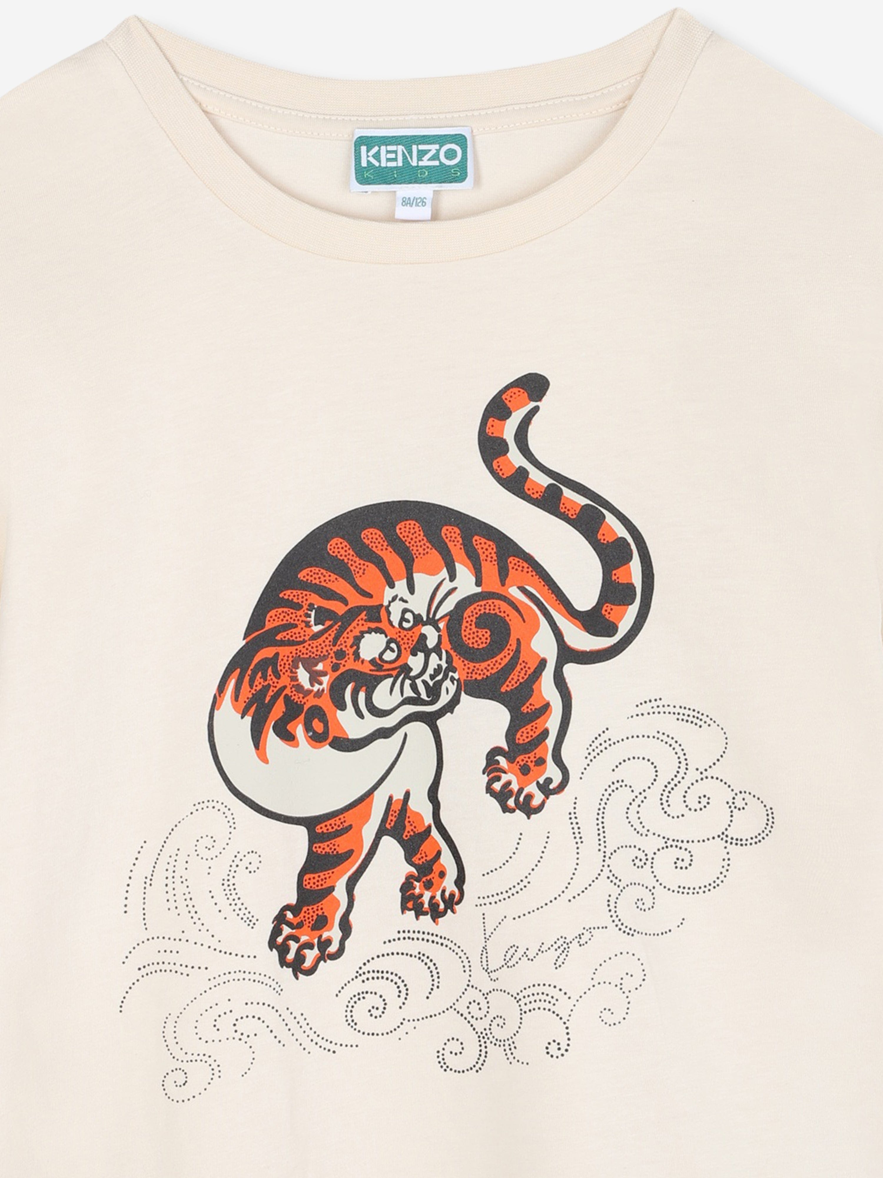 KENZO Girls Tiger Print T-Shirt in Ivory