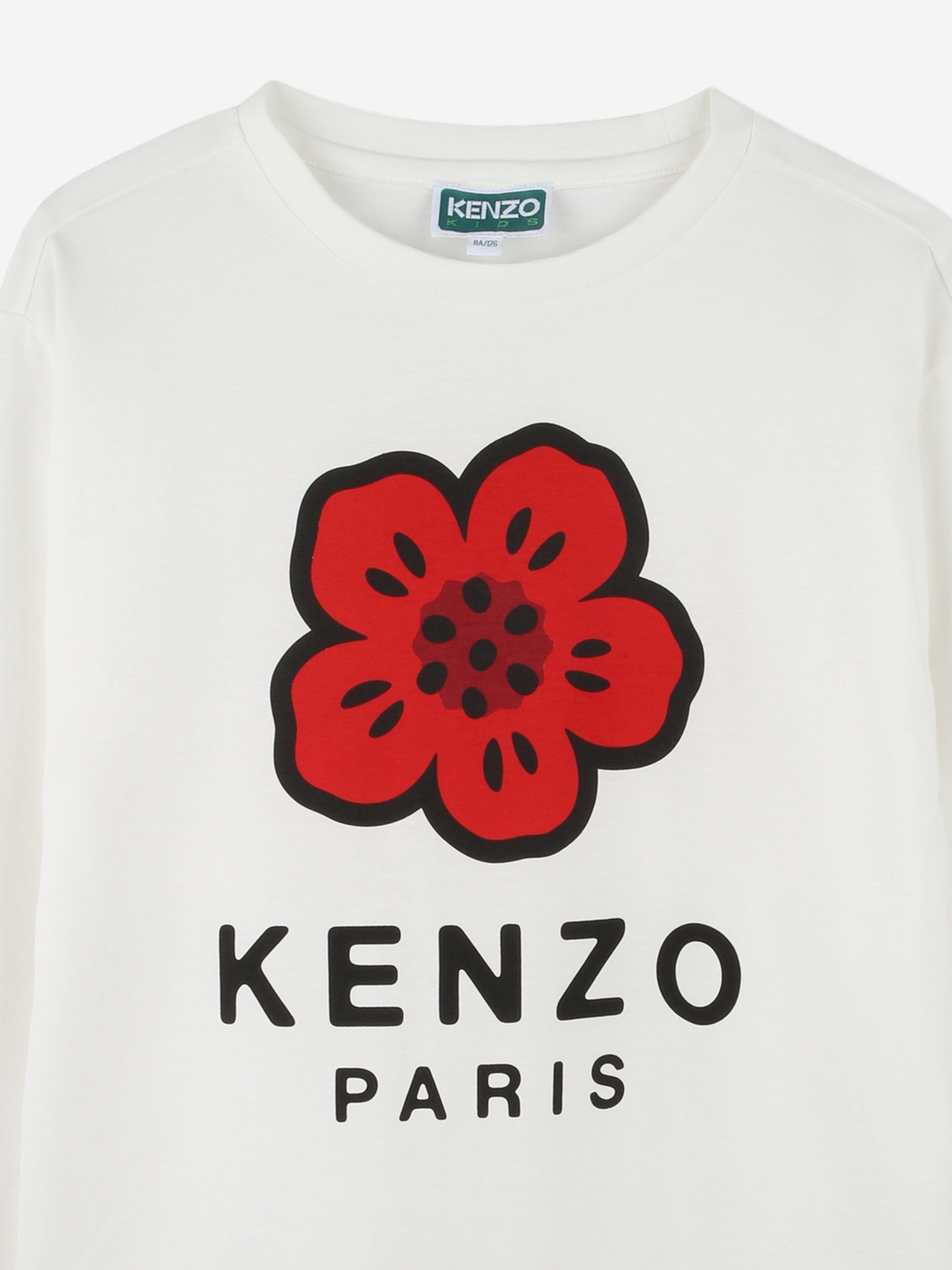 KENZO Kids Long Sleeve Boke Flower T-Shirt in Ivory