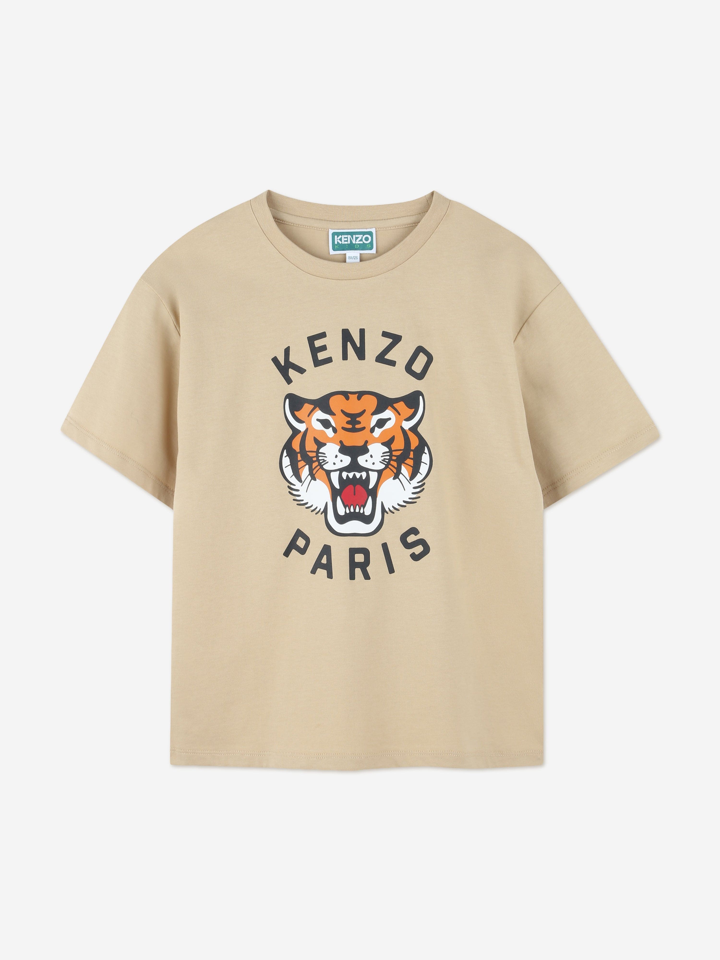 KENZO Kids Lucky Tiger T-Shirt in Beige