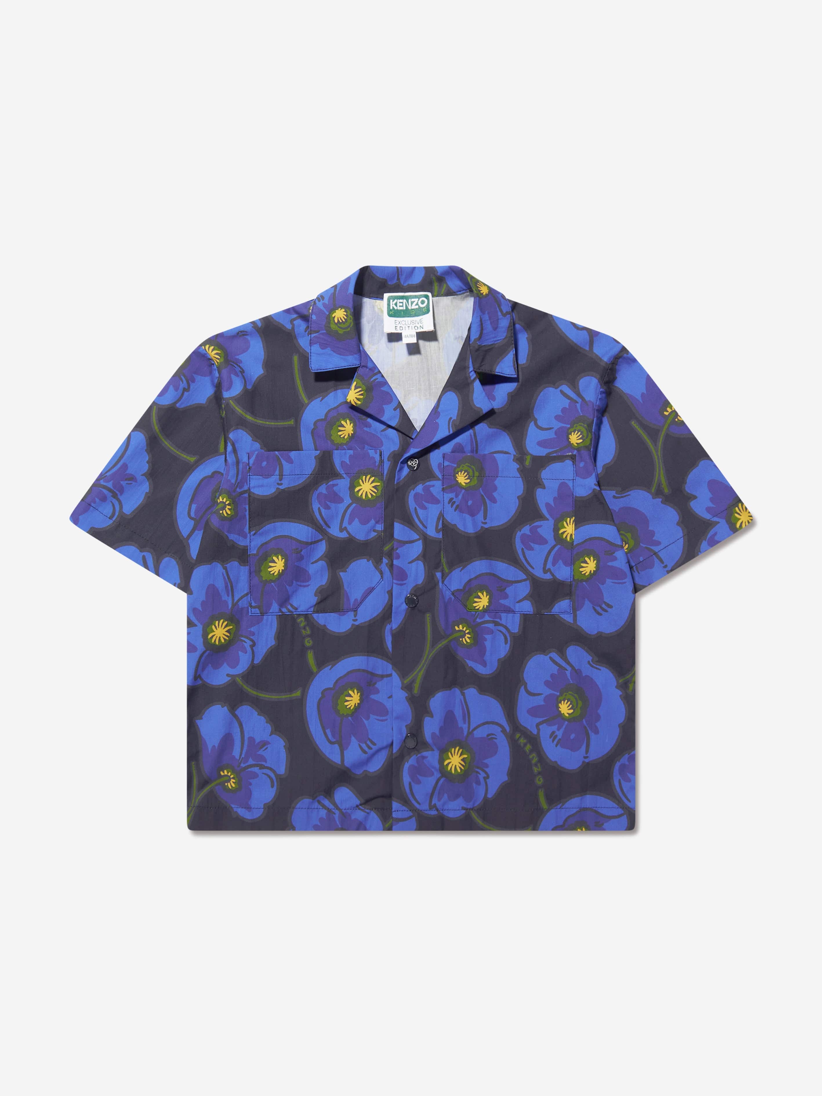 KENZO Boys Flower Print Shirt in Navy