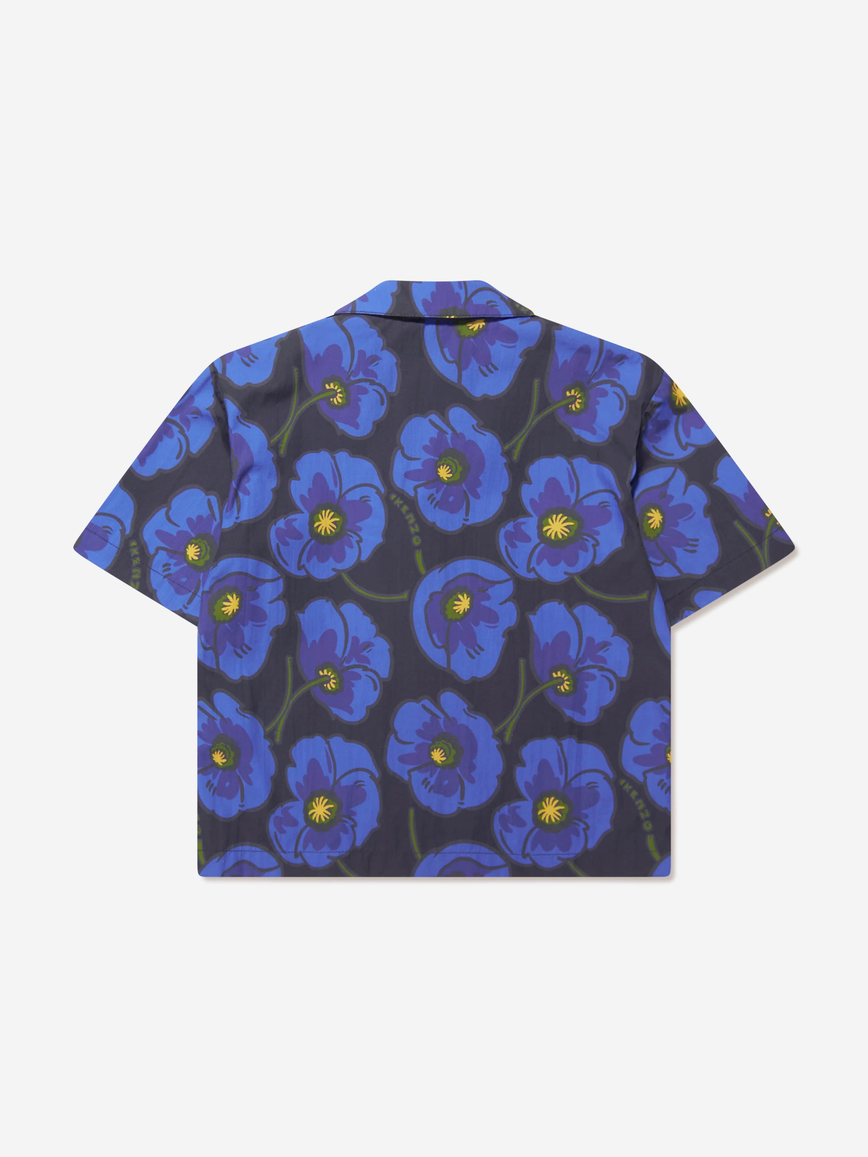 KENZO Boys Flower Print Shirt in Navy