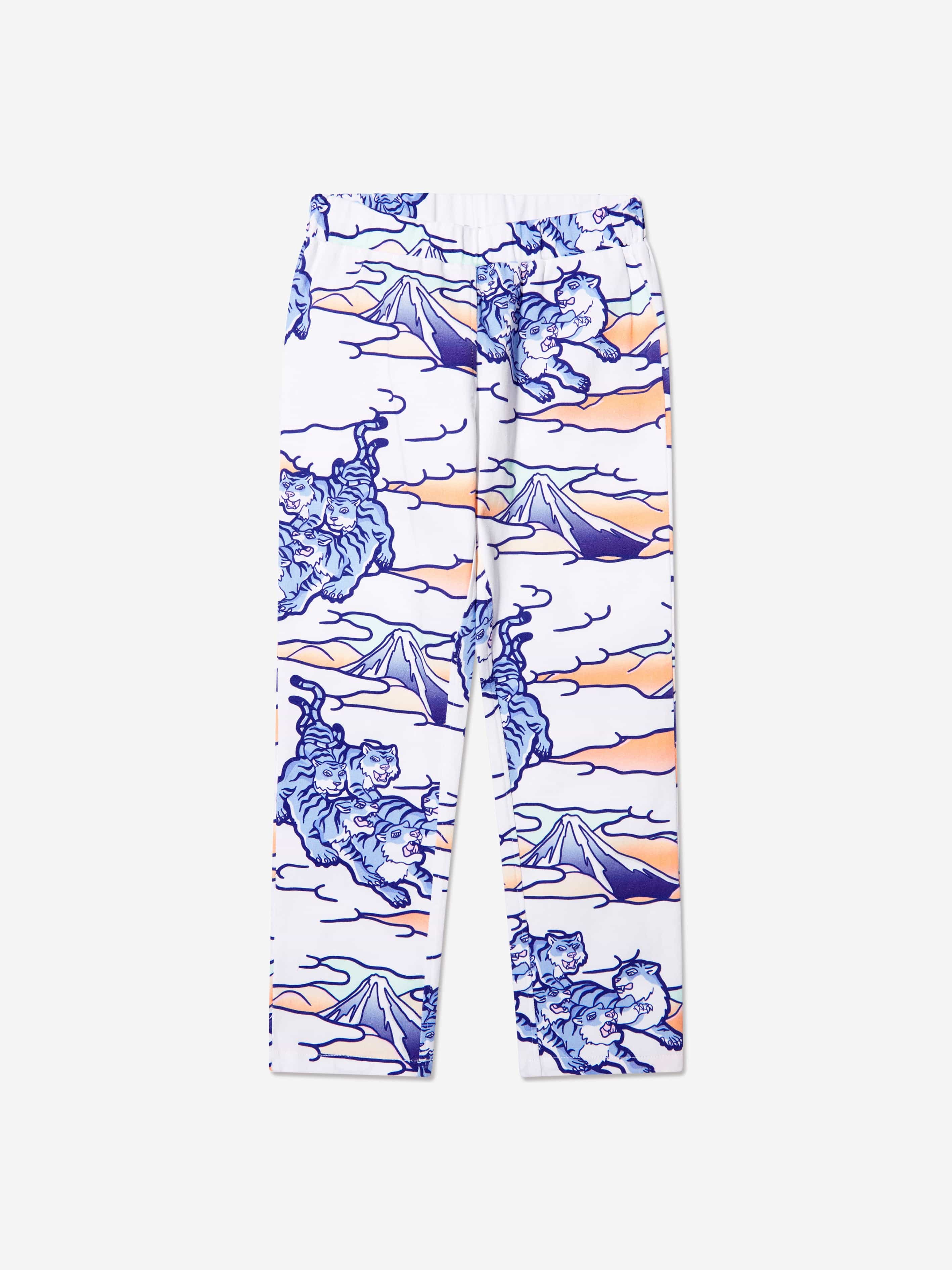 KENZO Girls Tiger Print Jeggings in White