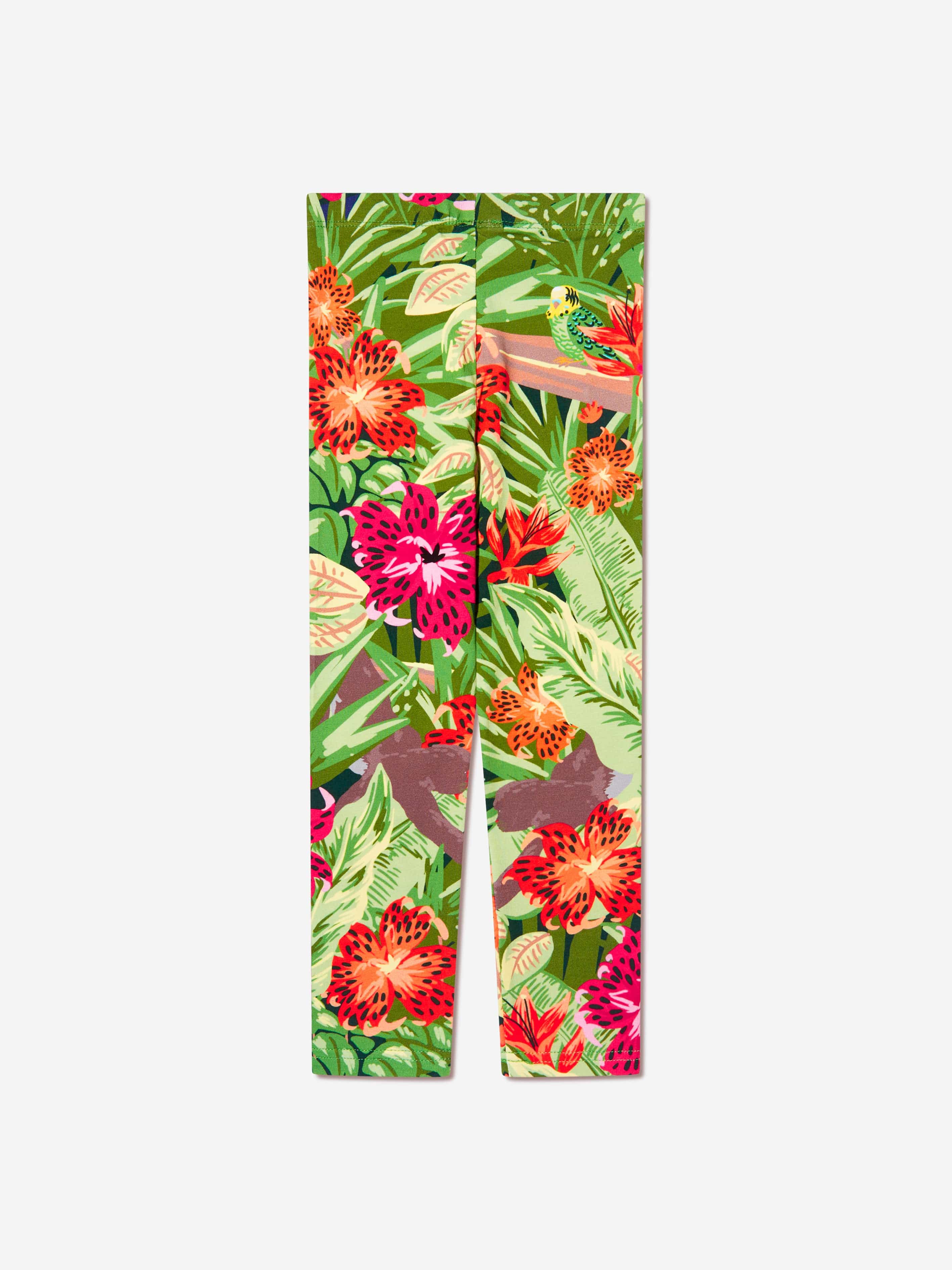 KENZO Girls Tropical Print Leggings in Green