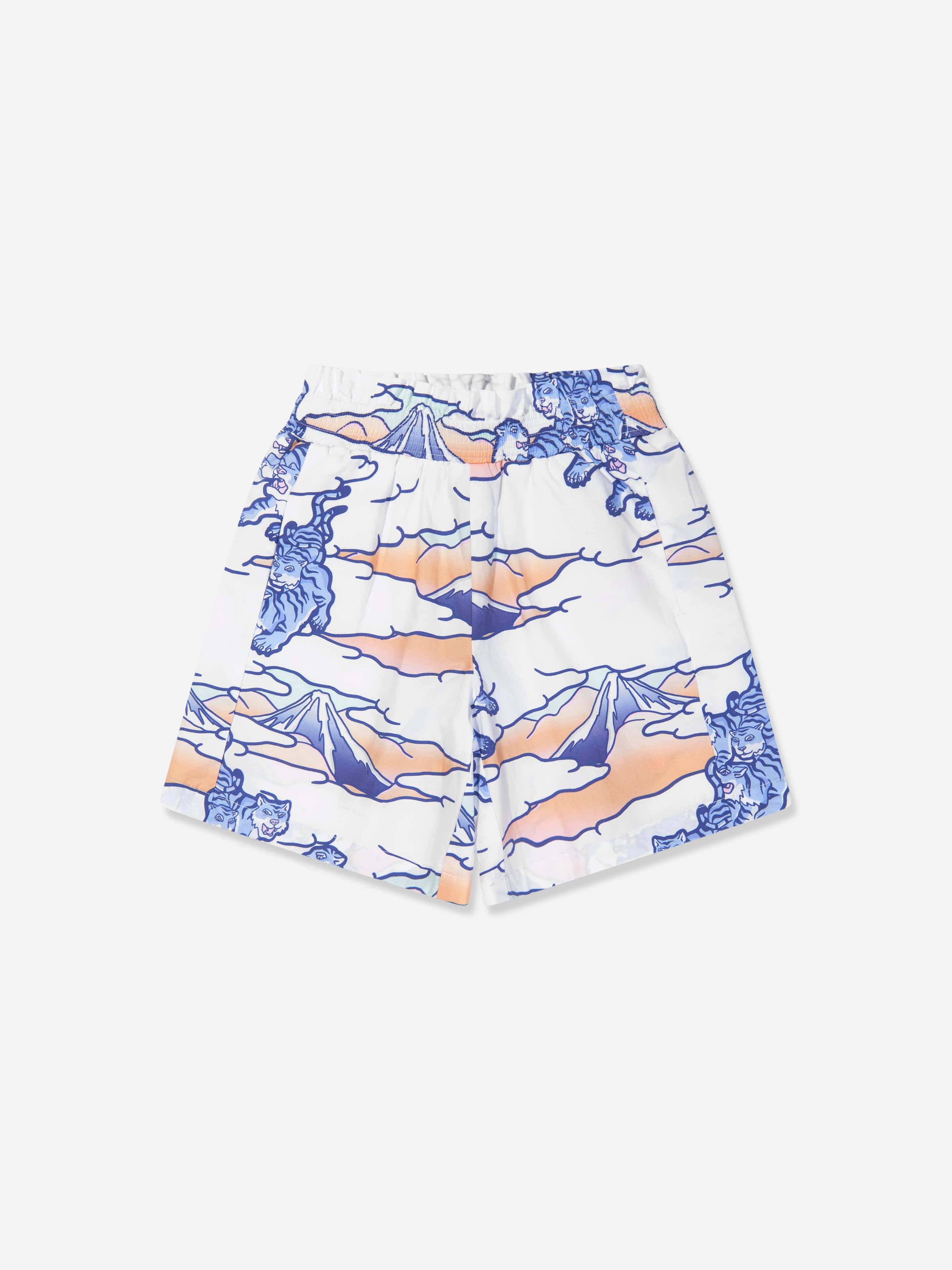 KENZO Girls Tiger Print Shorts in White