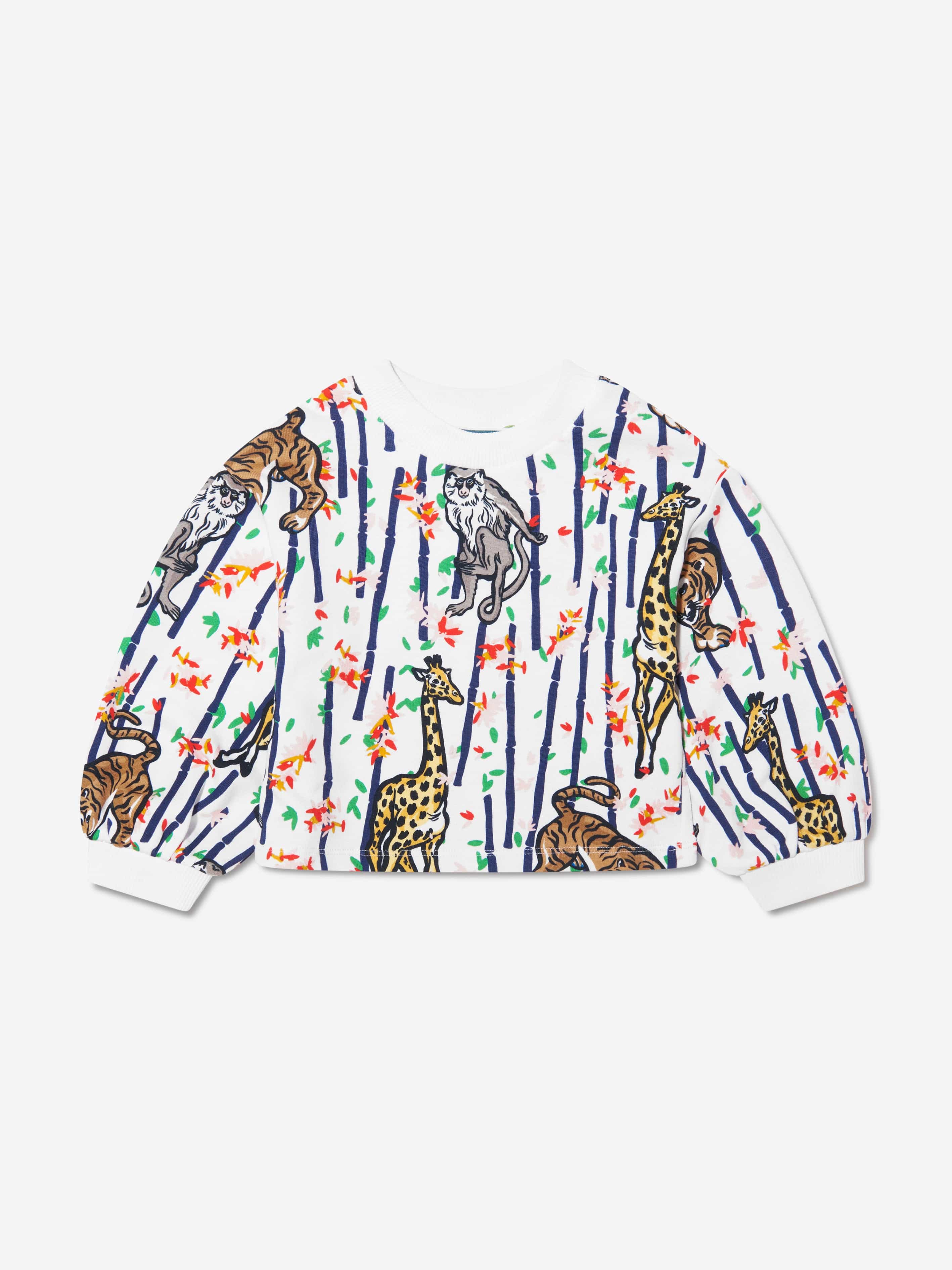 KENZO Girls Bamboo Jungle Sweatshirt in White