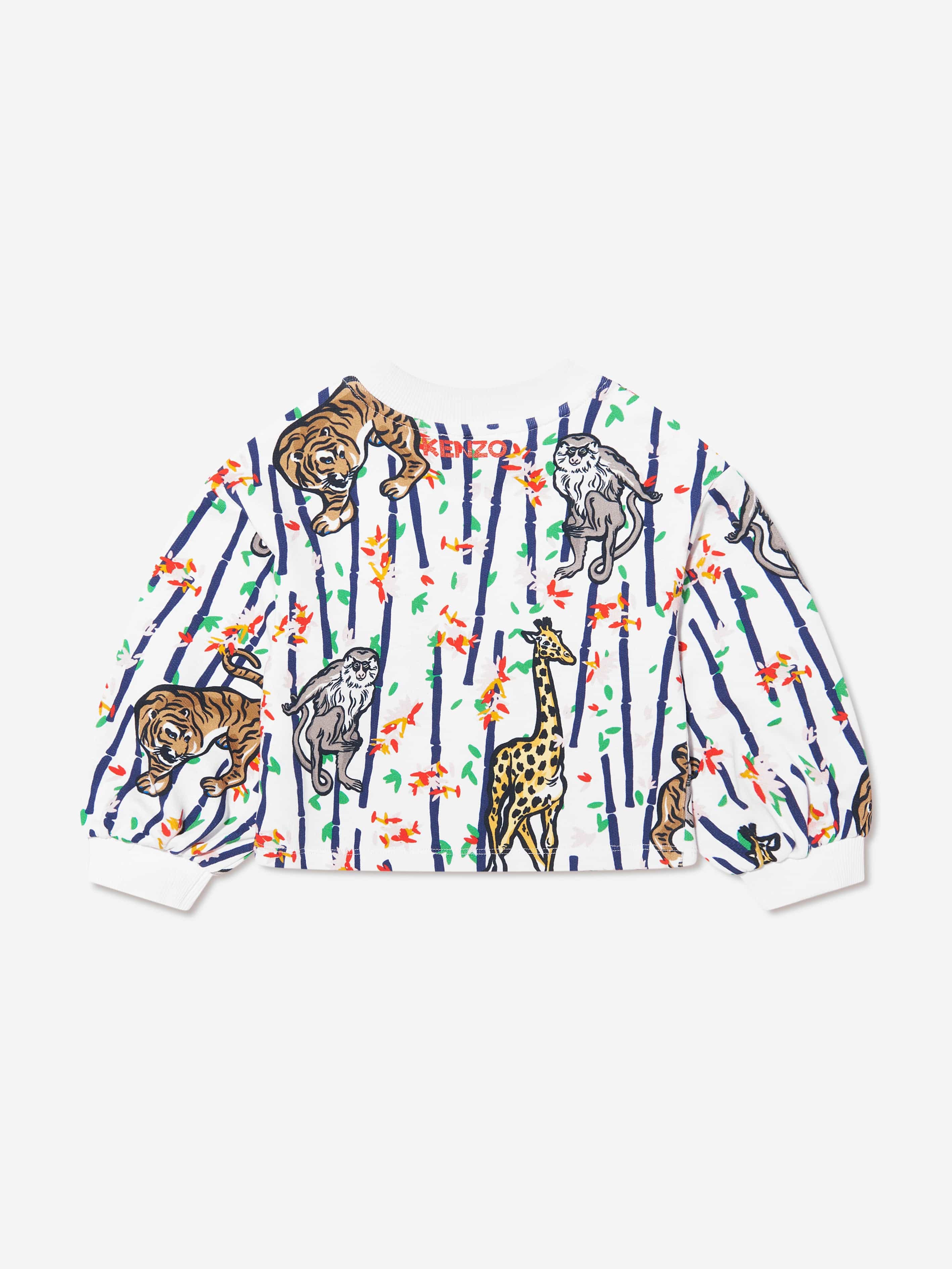 KENZO Girls Bamboo Jungle Sweatshirt in White