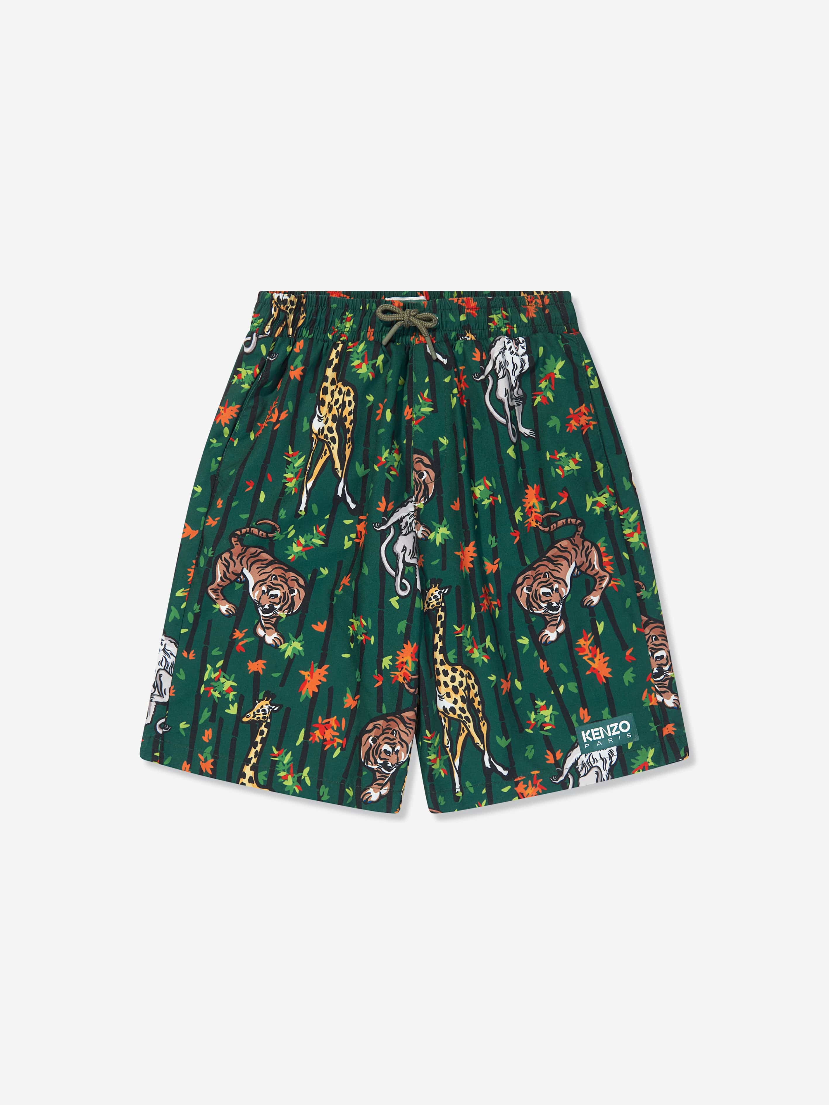 KENZO Boys Bamboo Jungle Swim Shorts in Green