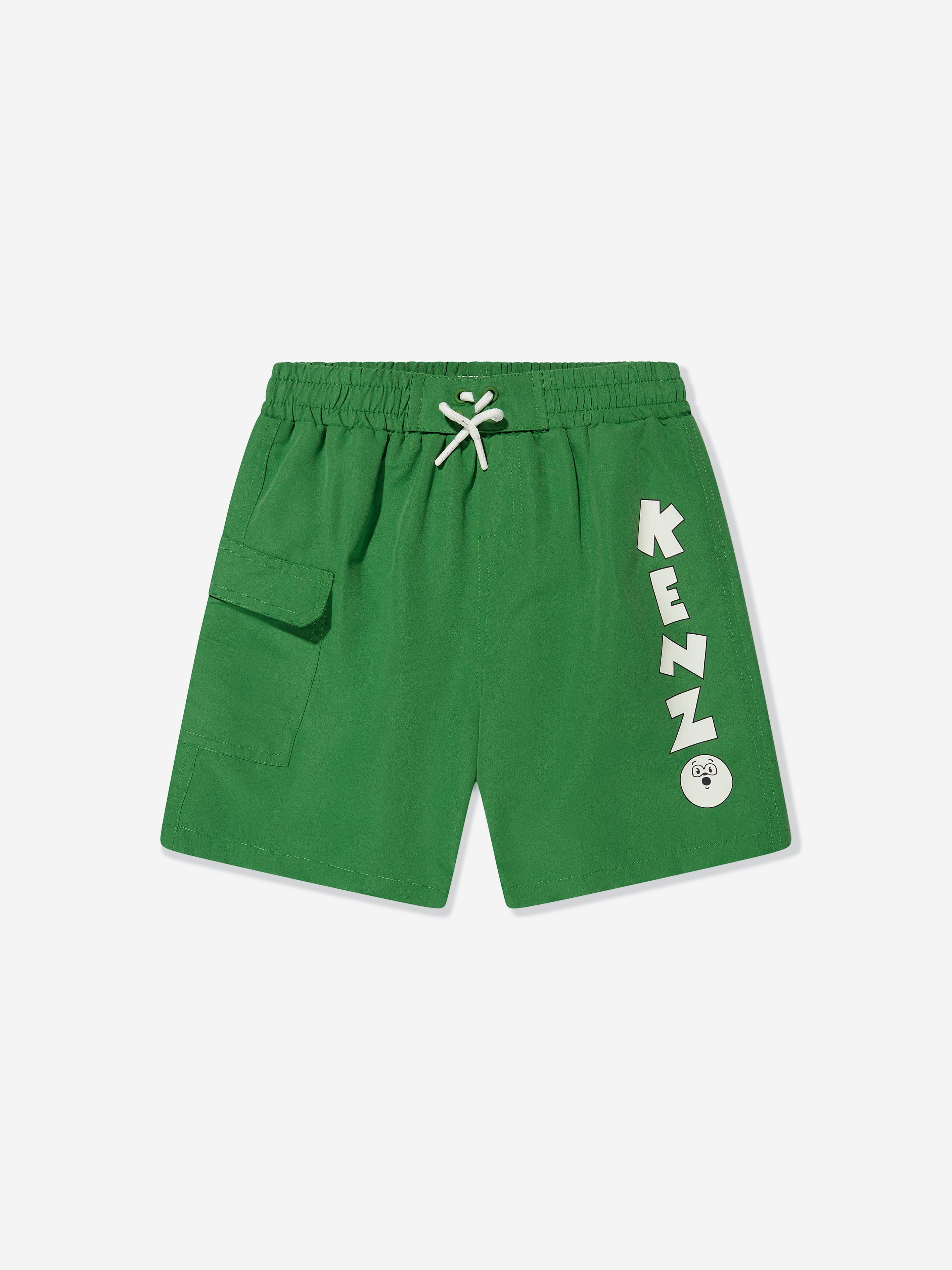 KENZO Boys Logo Swim Shorts in Green