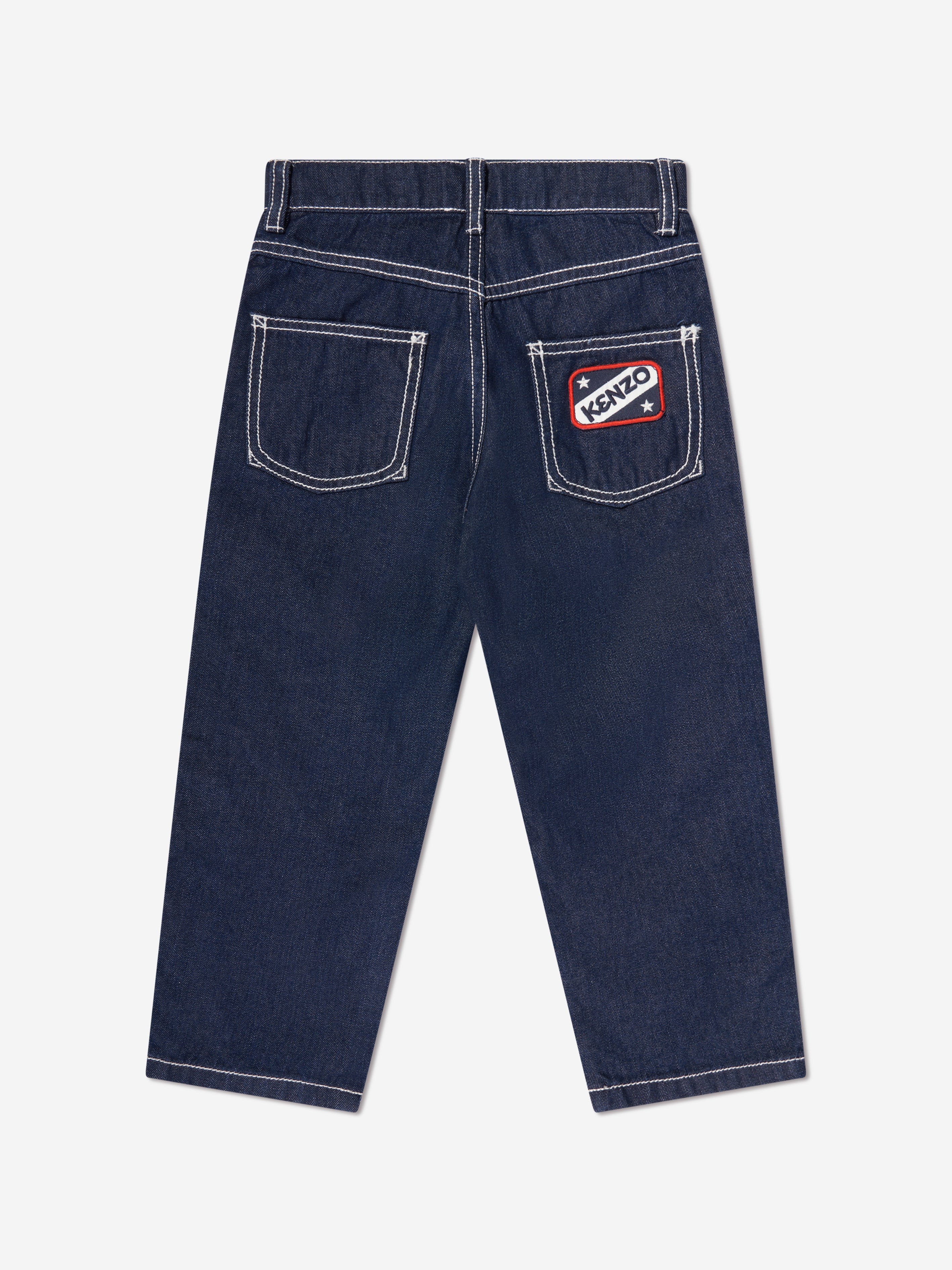 KENZO Boys Jeans With Badges in Blue