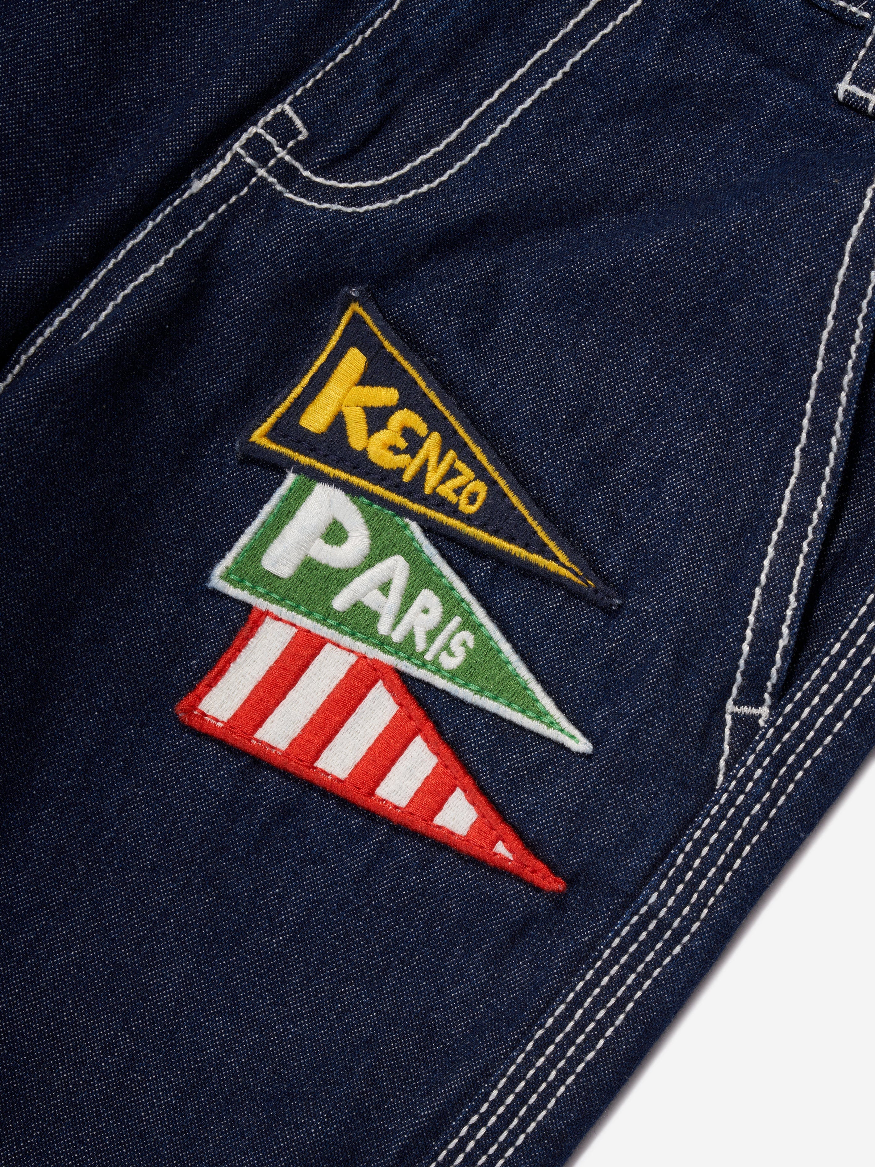 KENZO Boys Jeans With Badges in Blue