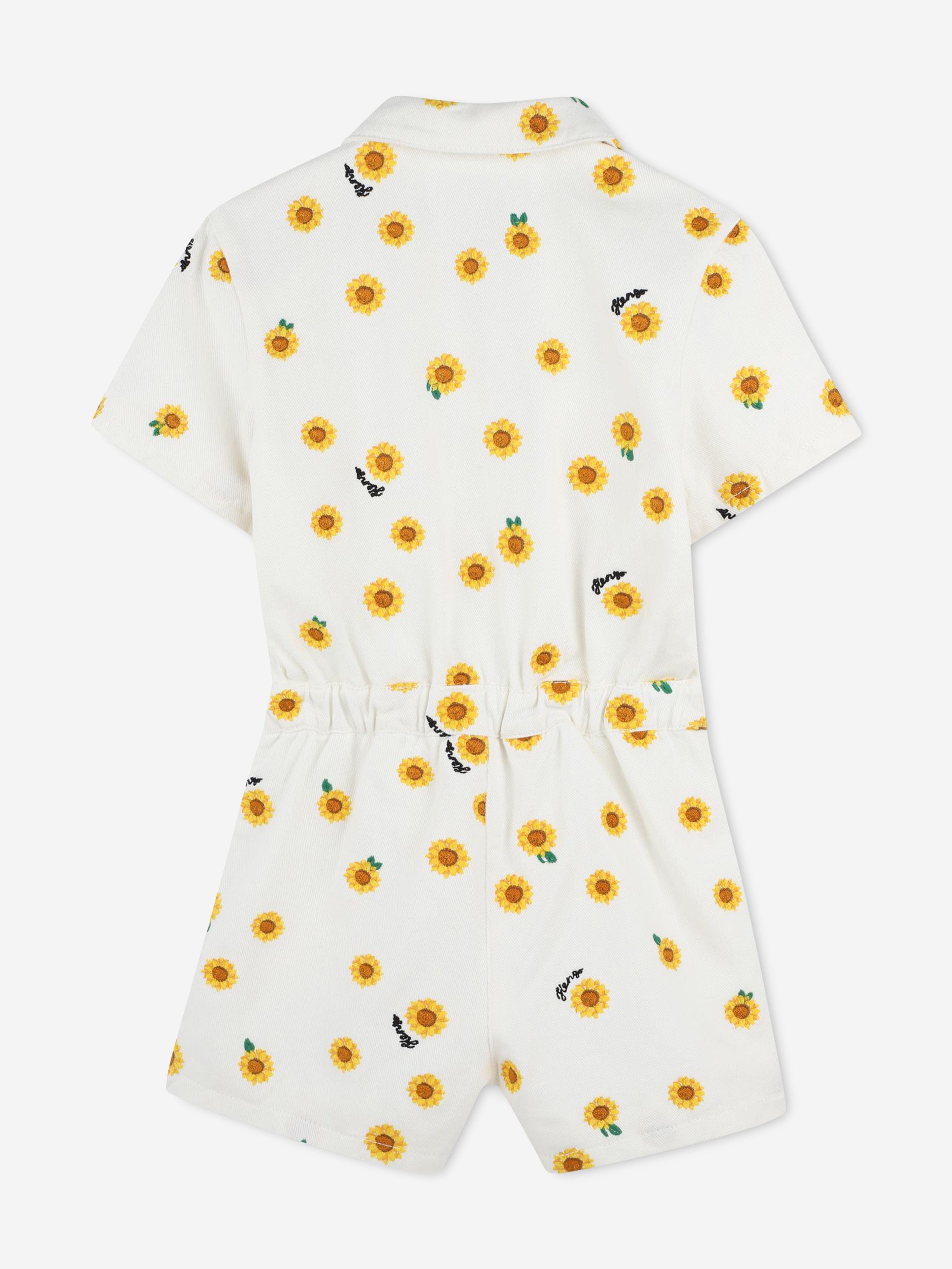 KENZO Girls Sunflower Playsuit in Ivory