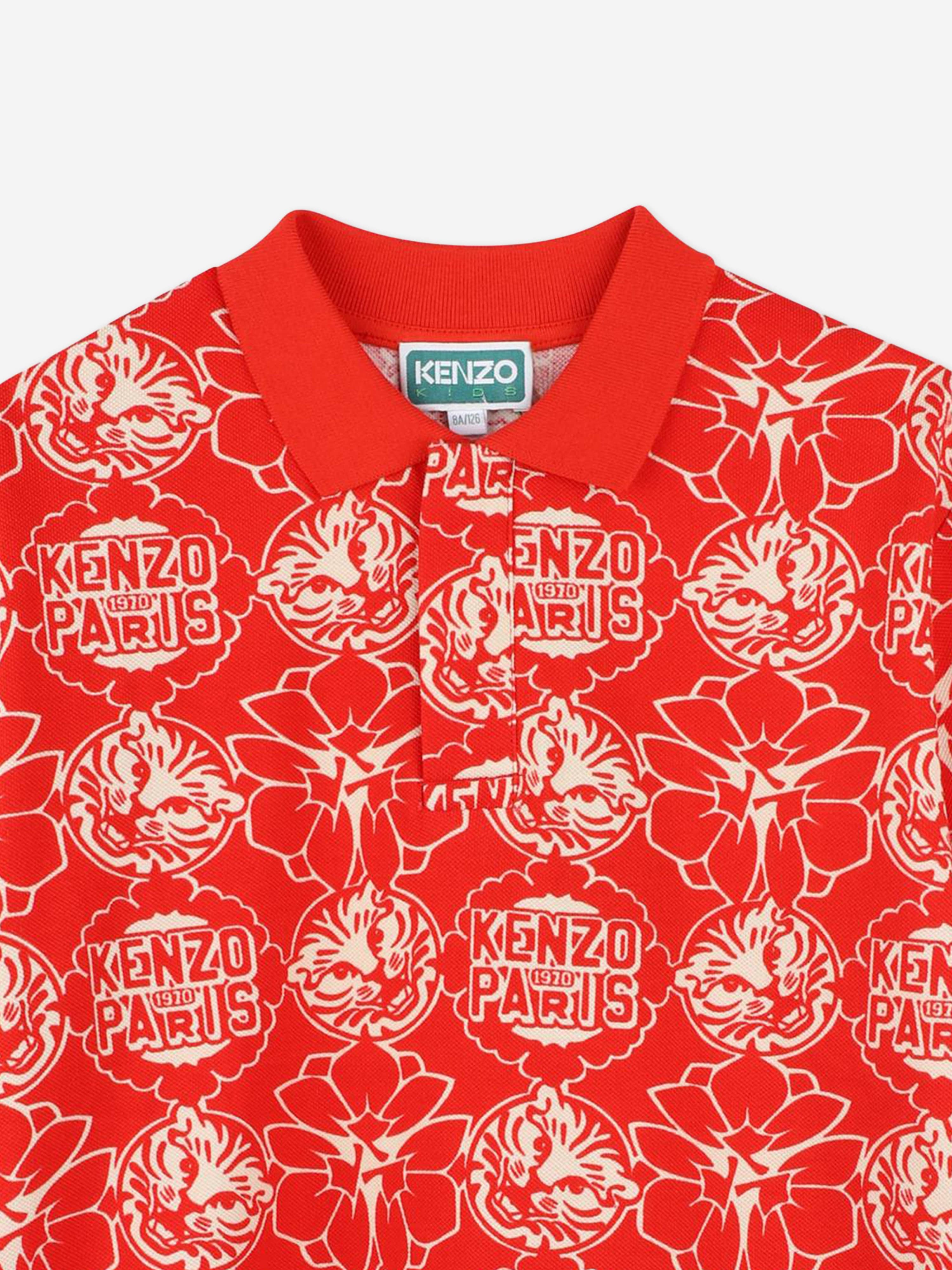 Boys Flower Polo Shirt in Red