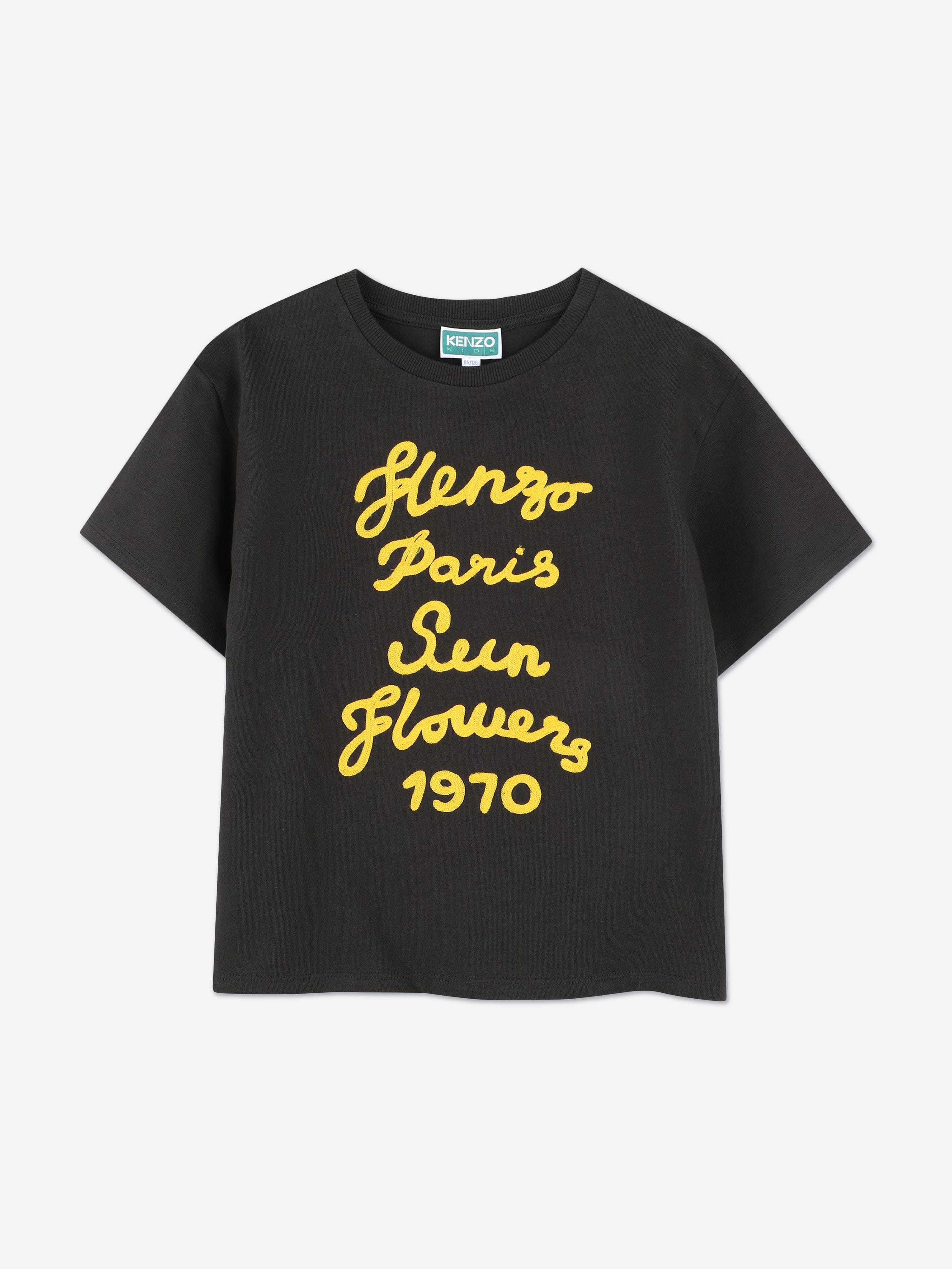 KENZO Boys Sunflowers T-Shirt in Black