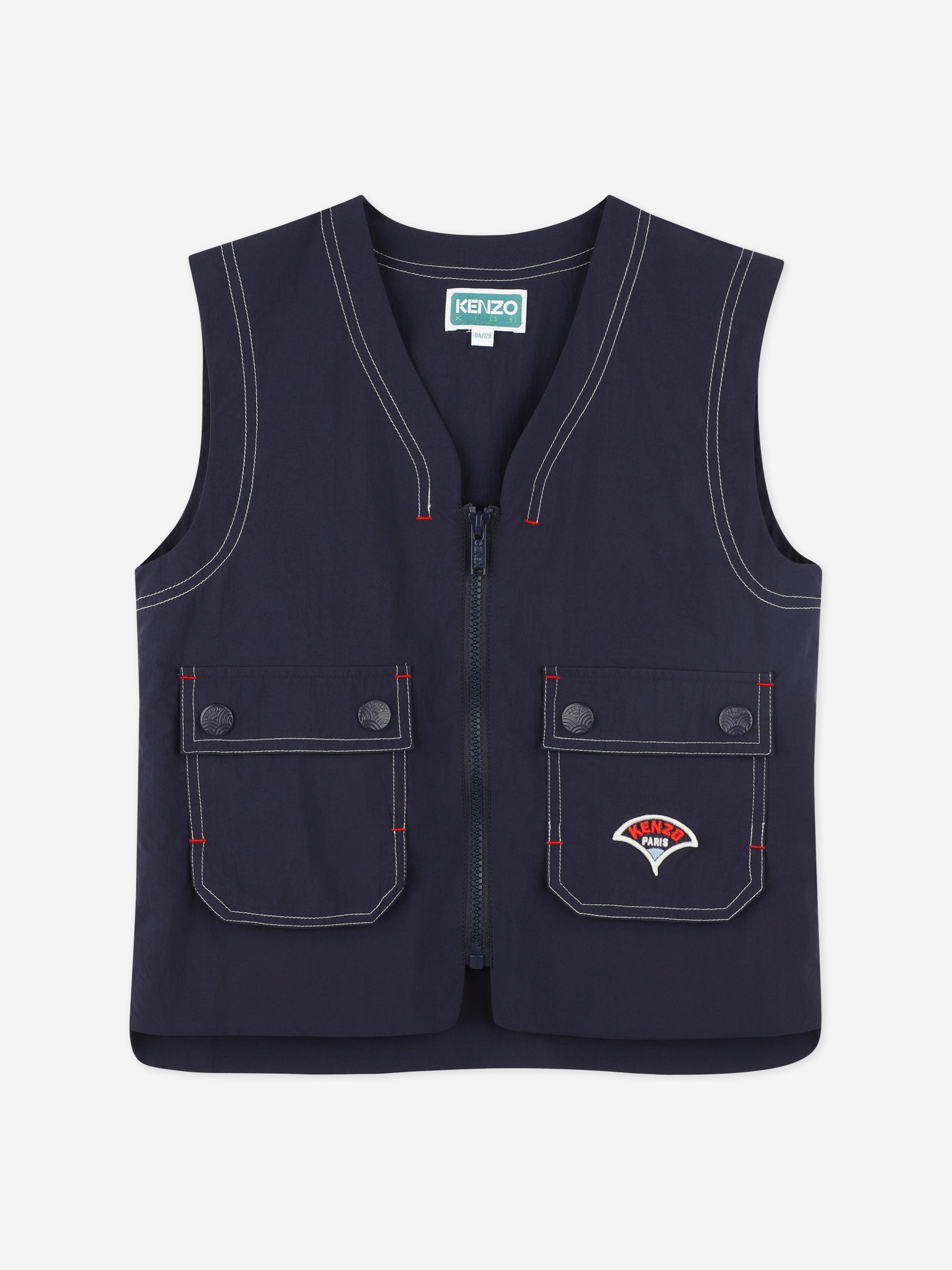 KENZO Boys Logo Gilet in Navy