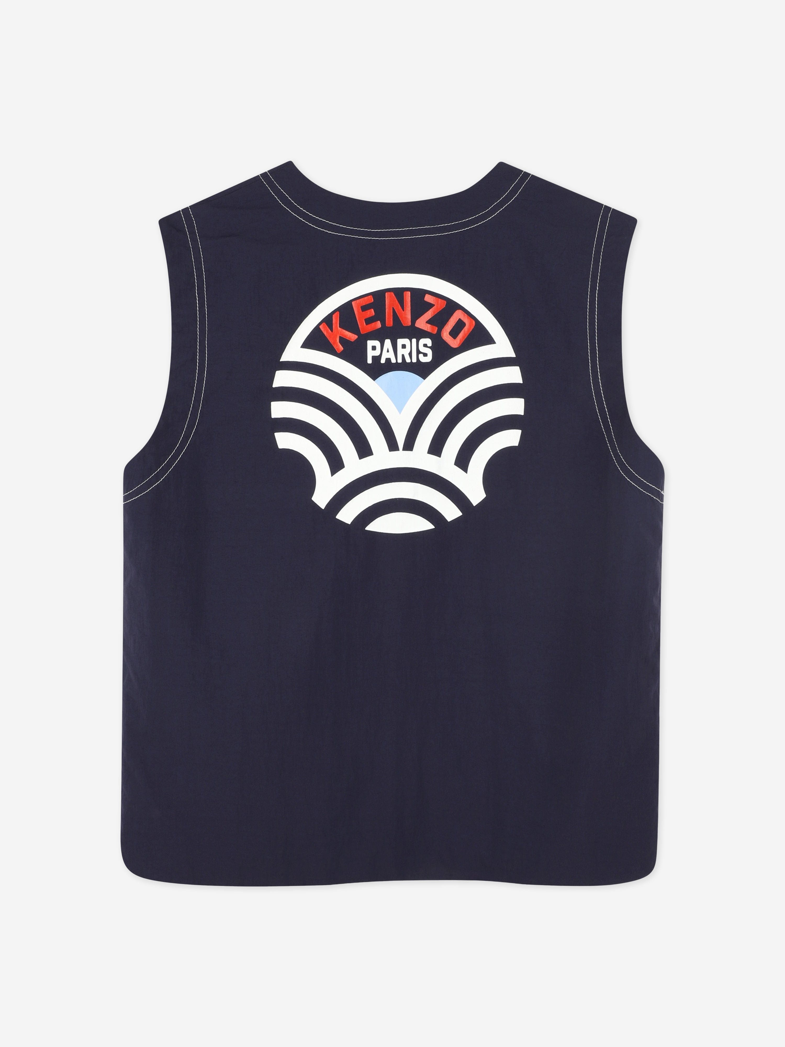 KENZO Boys Logo Gilet in Navy