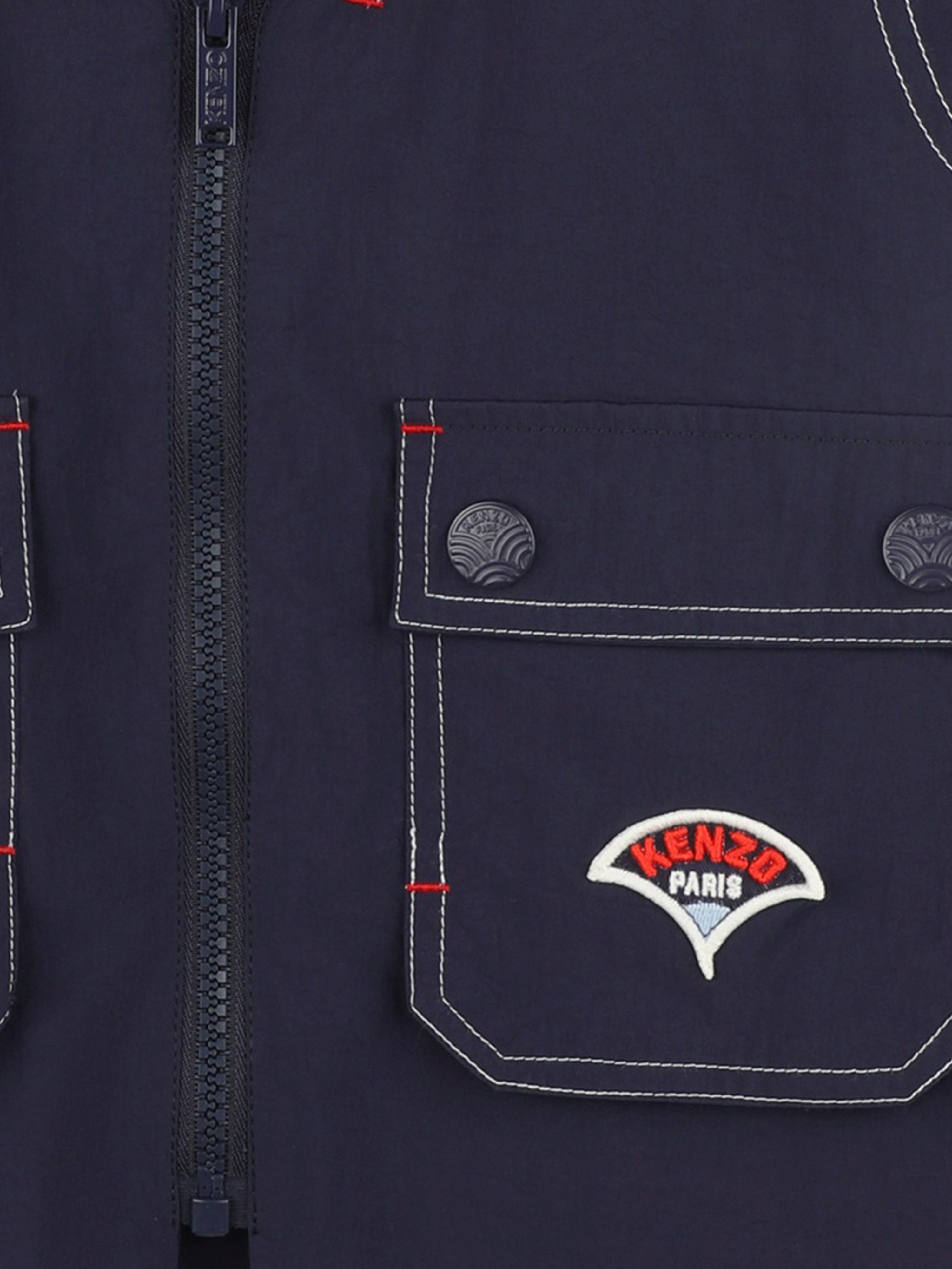 KENZO Boys Logo Gilet in Navy