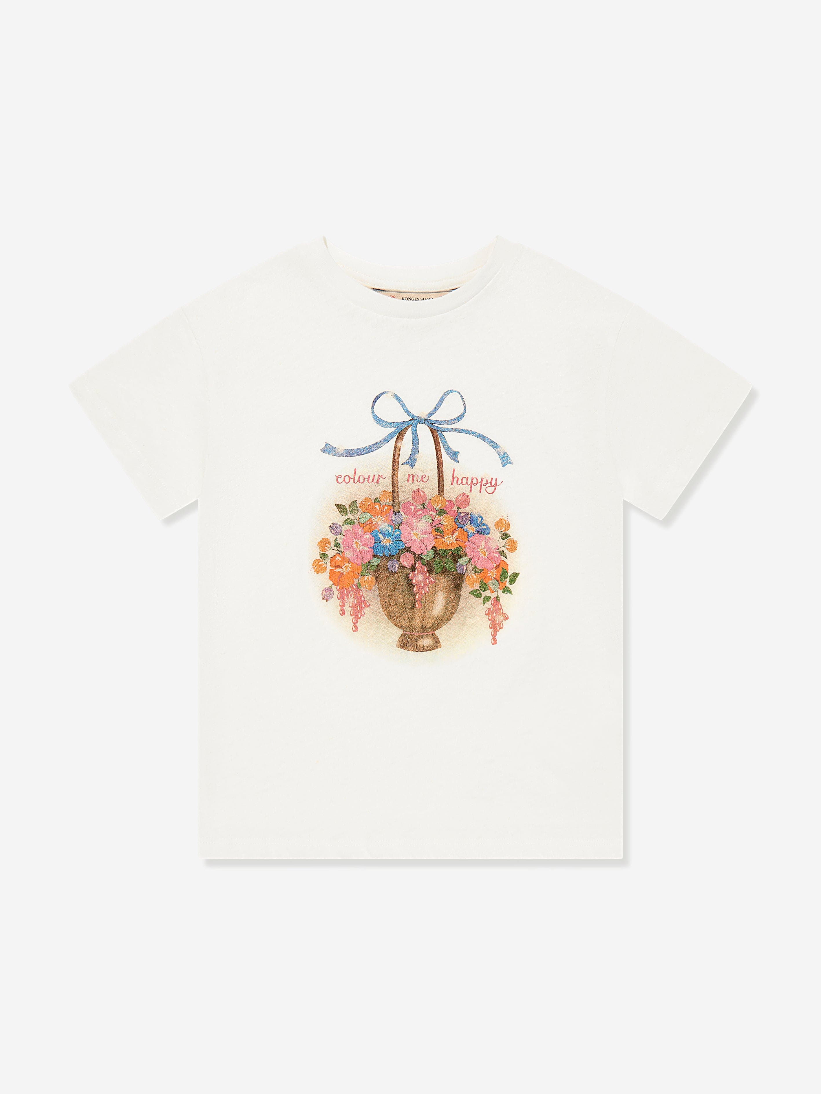 Konges Sløjd Girls Era Flower Basket in T-Shirt in Ivory