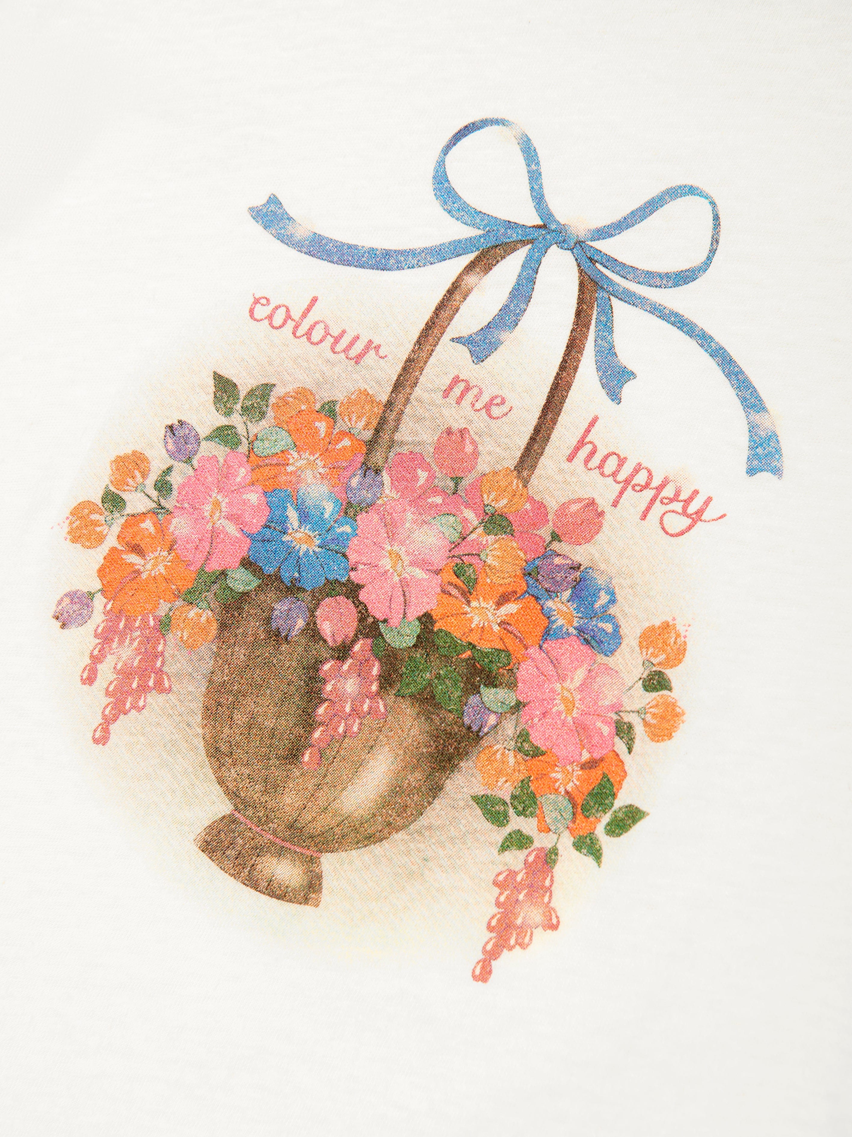 Konges Sløjd Girls Era Flower Basket in T-Shirt in Ivory