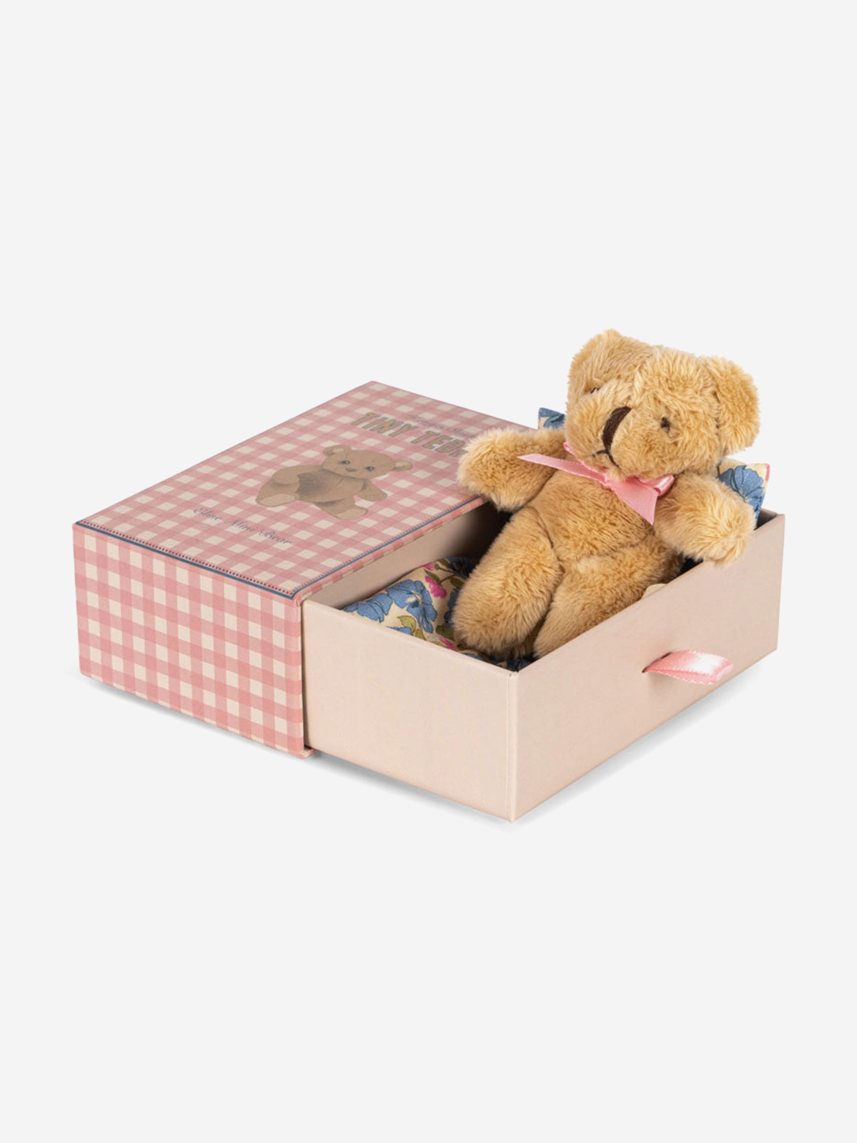 Konges Sløjd Miniature Teddy With Bed Set in Beige (11cm)