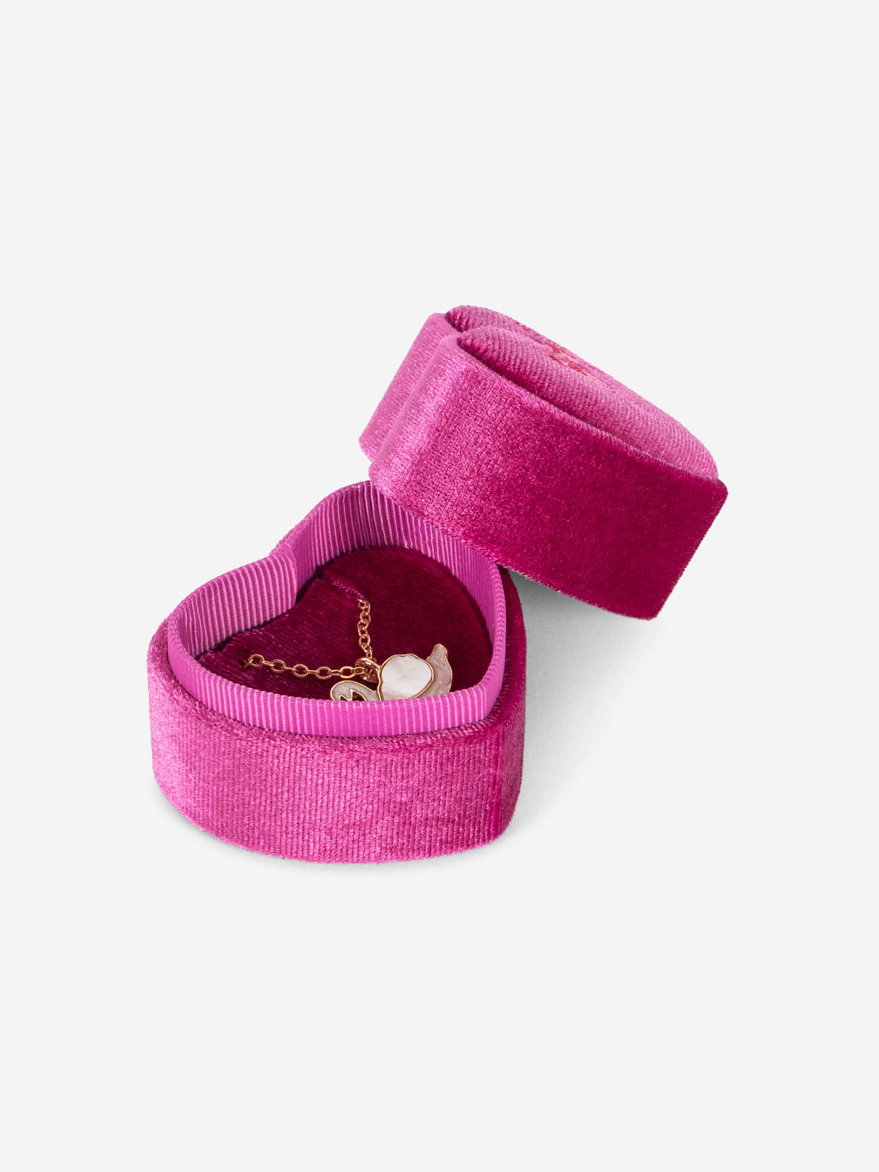Konges Sløjd Girls Velvet Jewellery Box with Necklace in Pink (6cm)