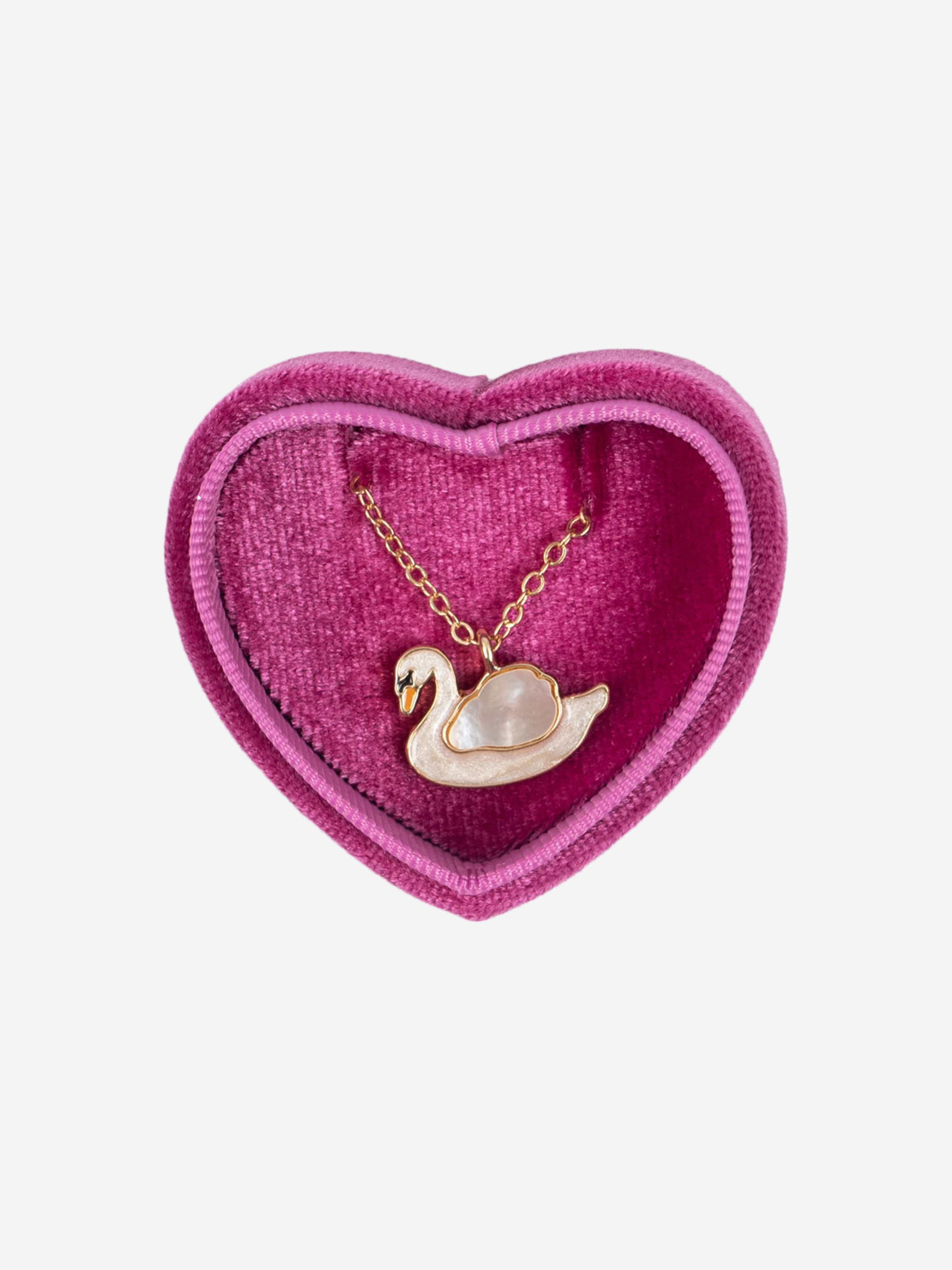 Konges Sløjd Girls Velvet Jewellery Box with Necklace in Pink (6cm)