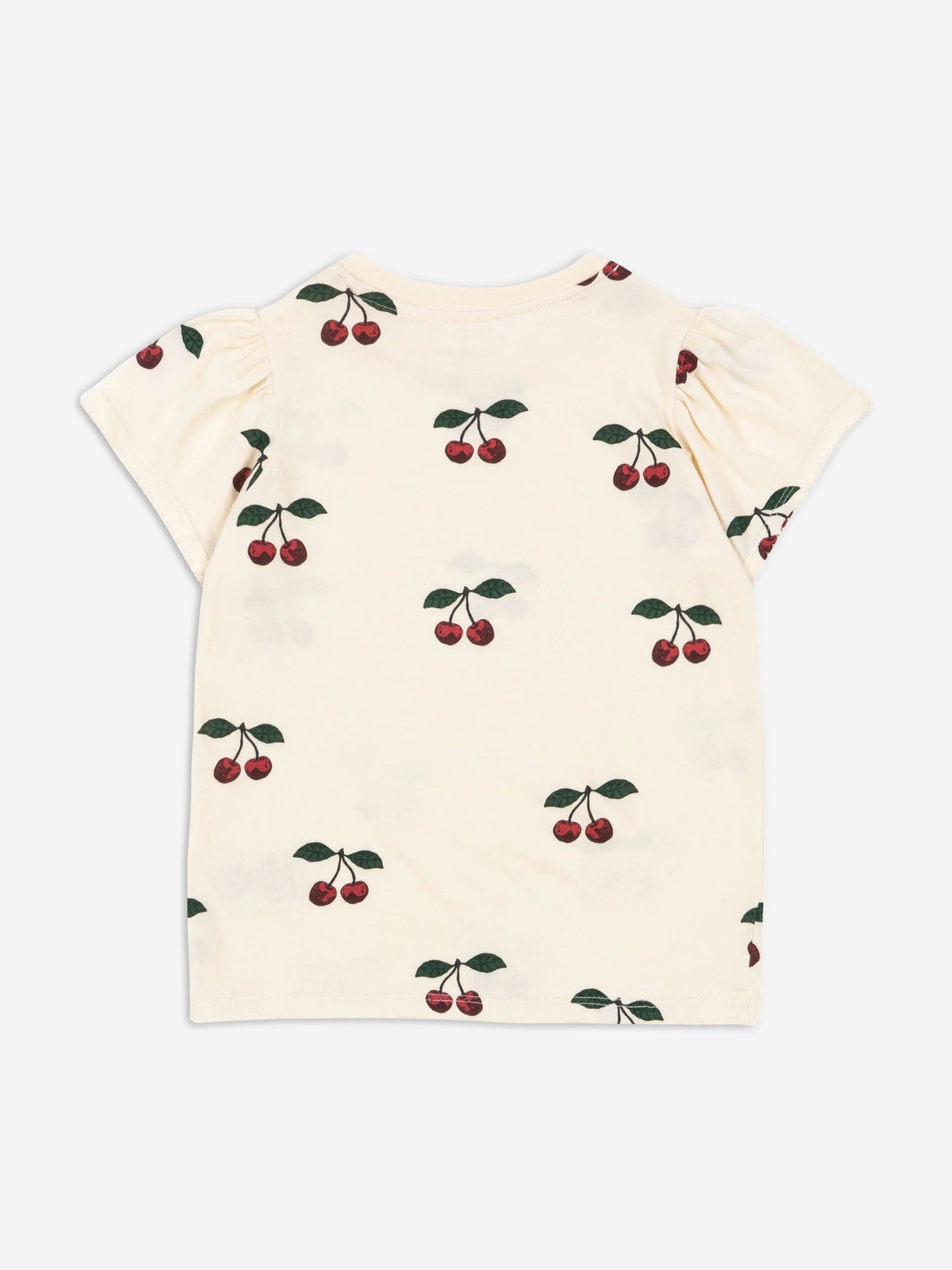 Konges Sløjd Girls Famo Puff Cherry T-Shirt in Ivory