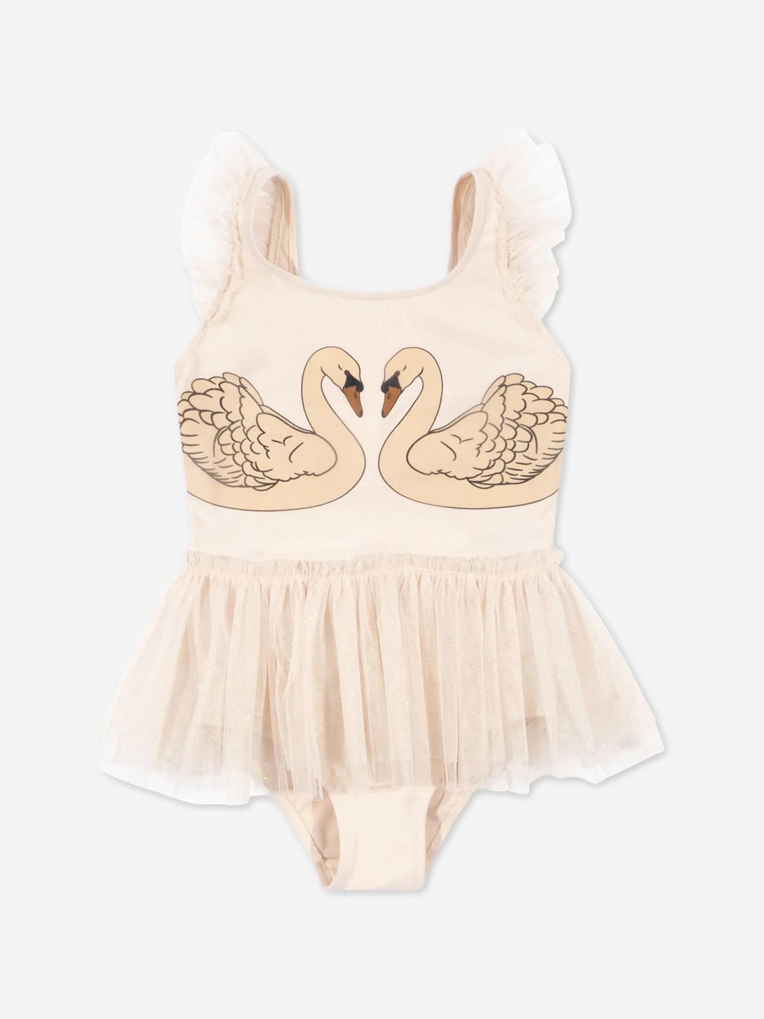 Konges Sløjd Girls Strut Swan Swimsuit in Pink