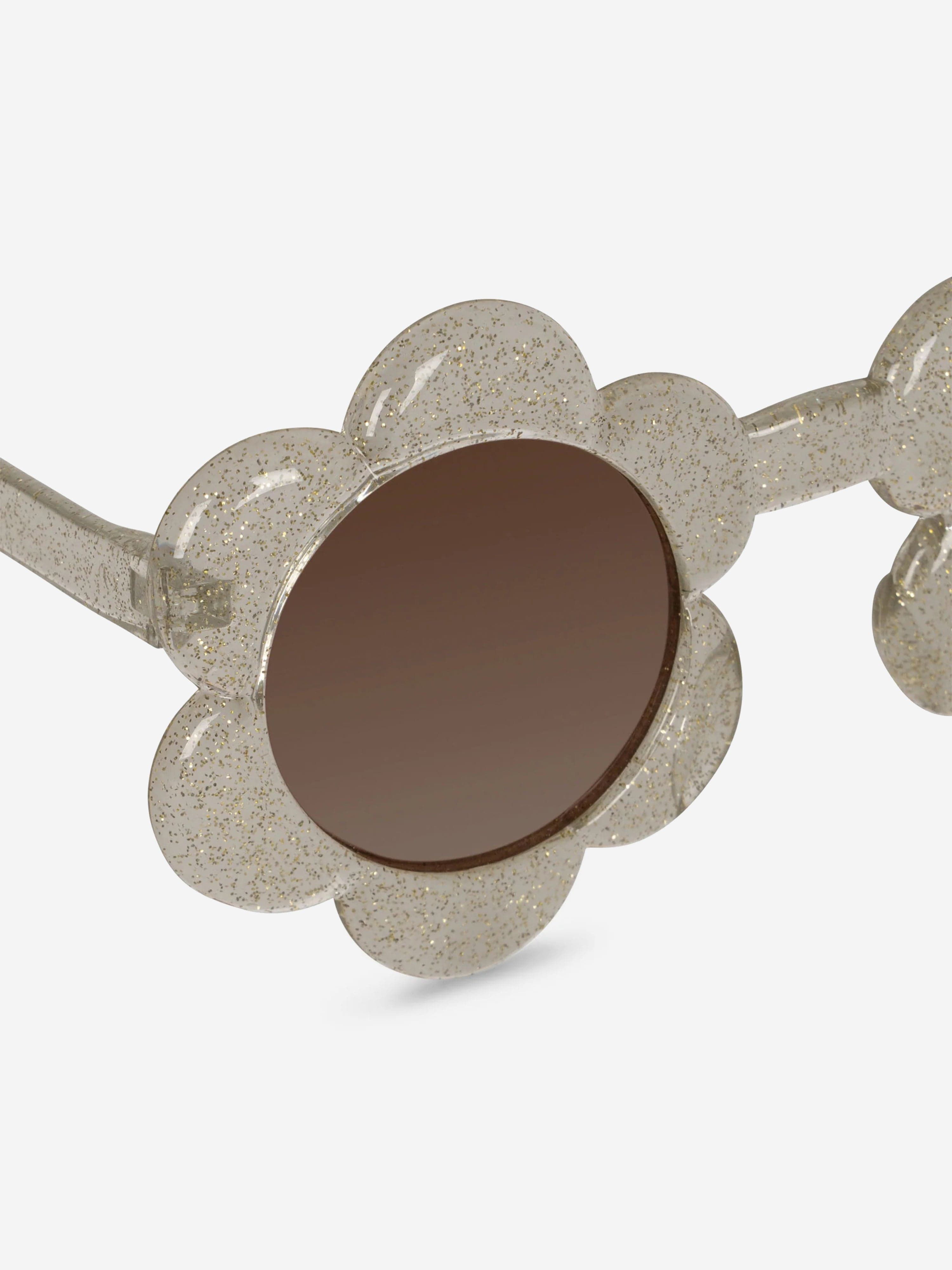 Konges Sløjd Girls Glitter Flower Sunglasses in Beige (Frame 13.8cm)