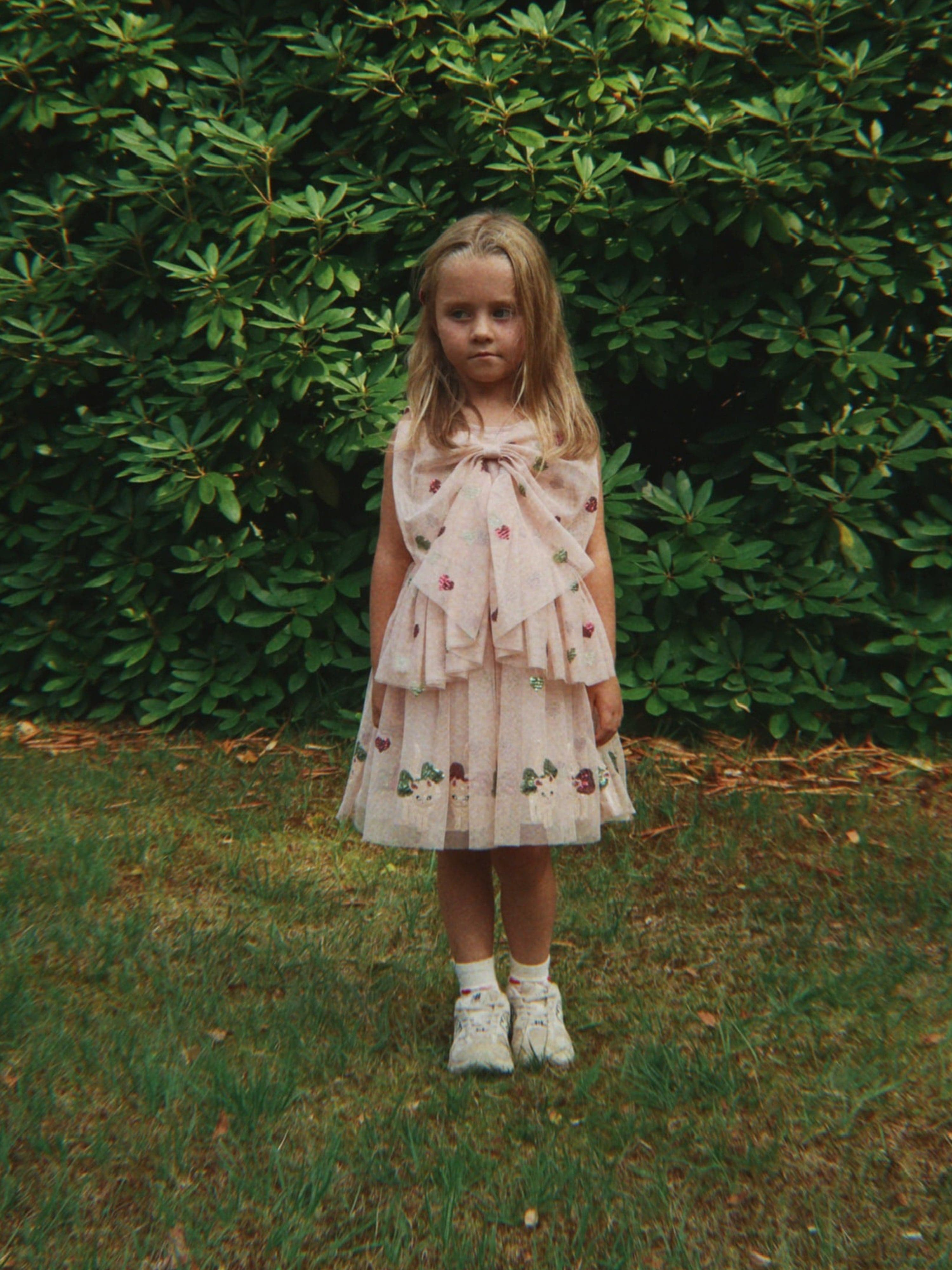 Konges Sløjd Girls Yvonne Bow Dress in Pink
