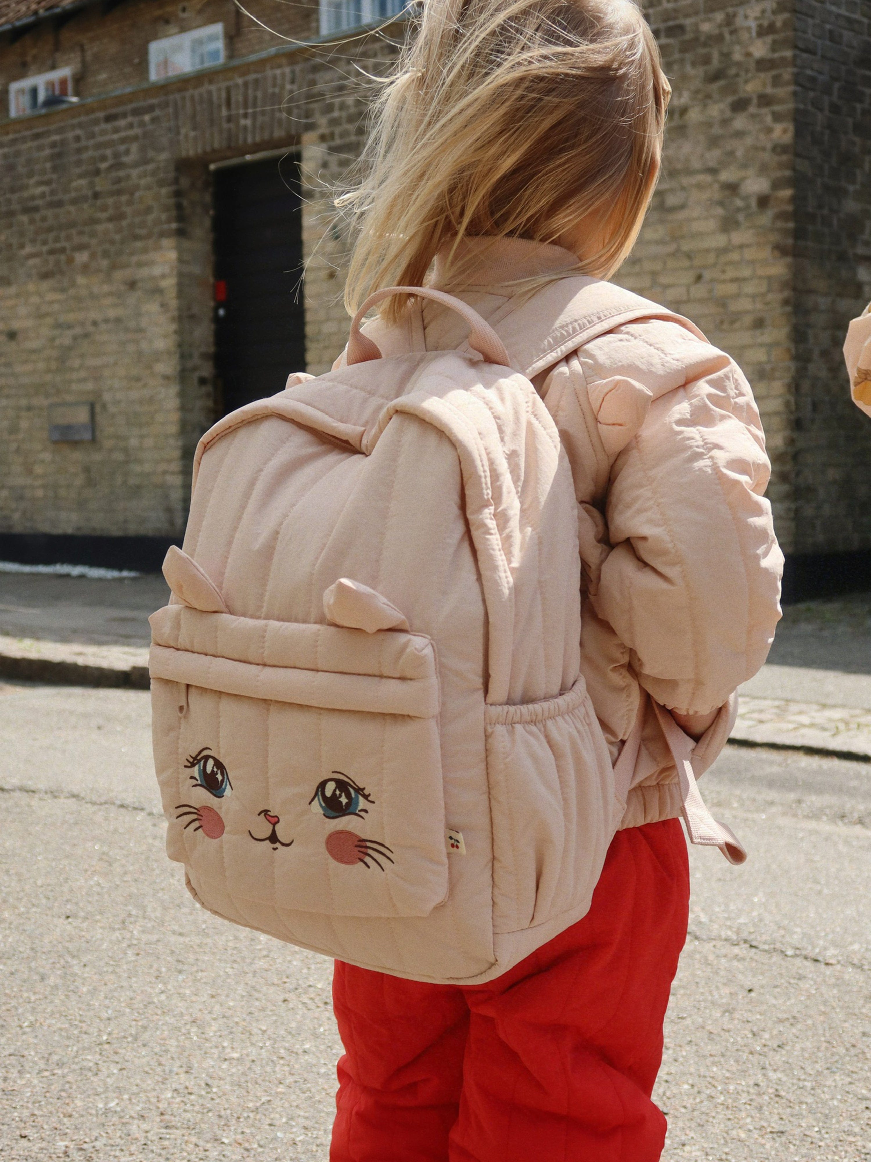 Konges Sløjd Girls Juno Kitty Backpack in Pink (34cm)