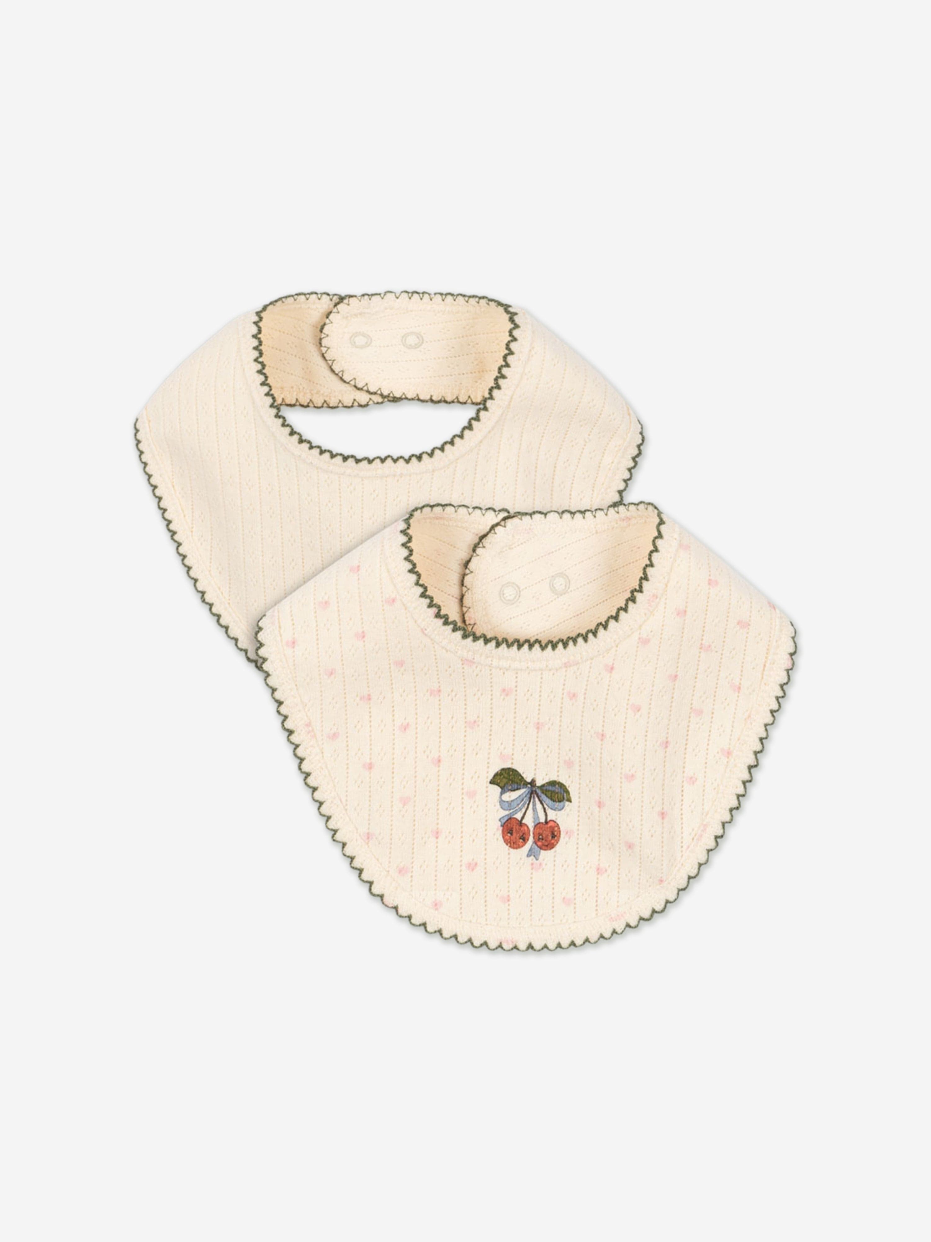 Konges Sløjd Baby Girls Minnie 2 Pack Bib Set in Ivory