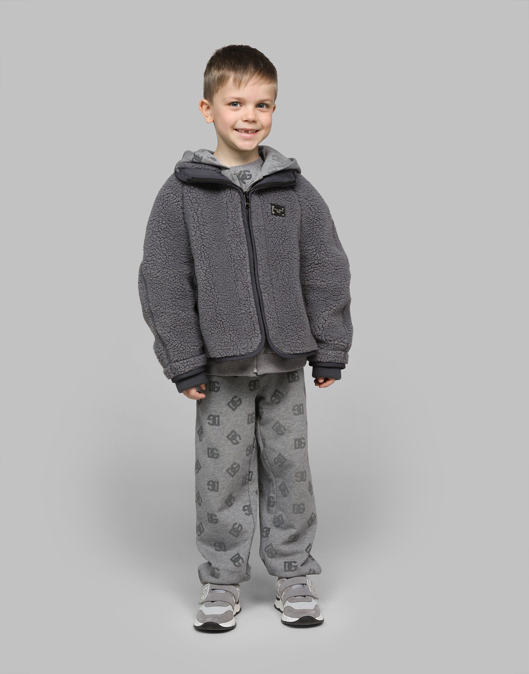 Dolce & Gabbana Boys Faux Shearling Jacket in Grey