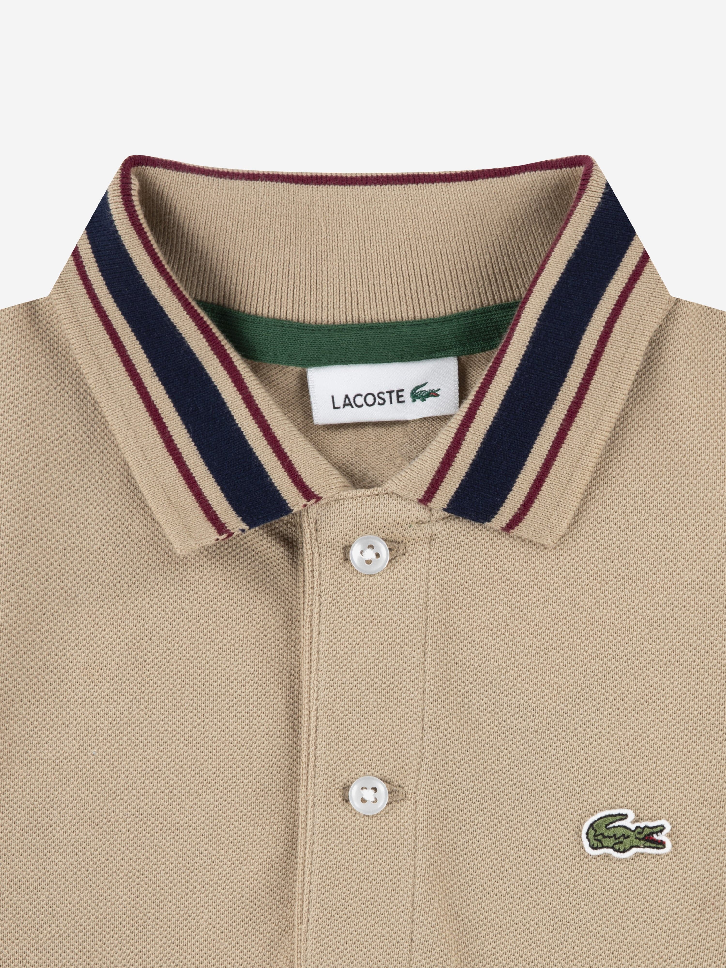 Lacoste Boys Petit Pique Polo Shirt in Beige