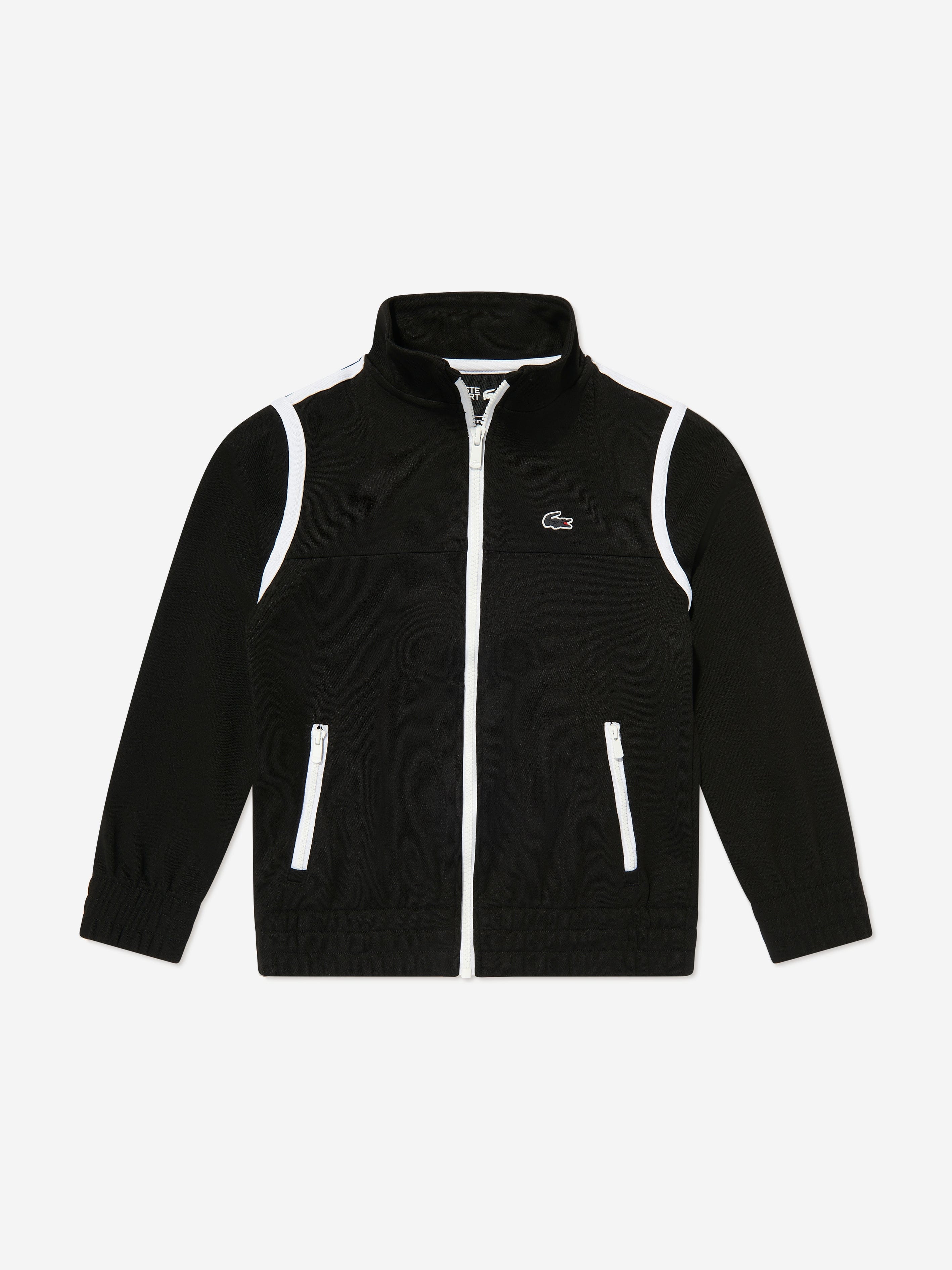 Lacoste Boys Contrast Seam Track Jacket in Black