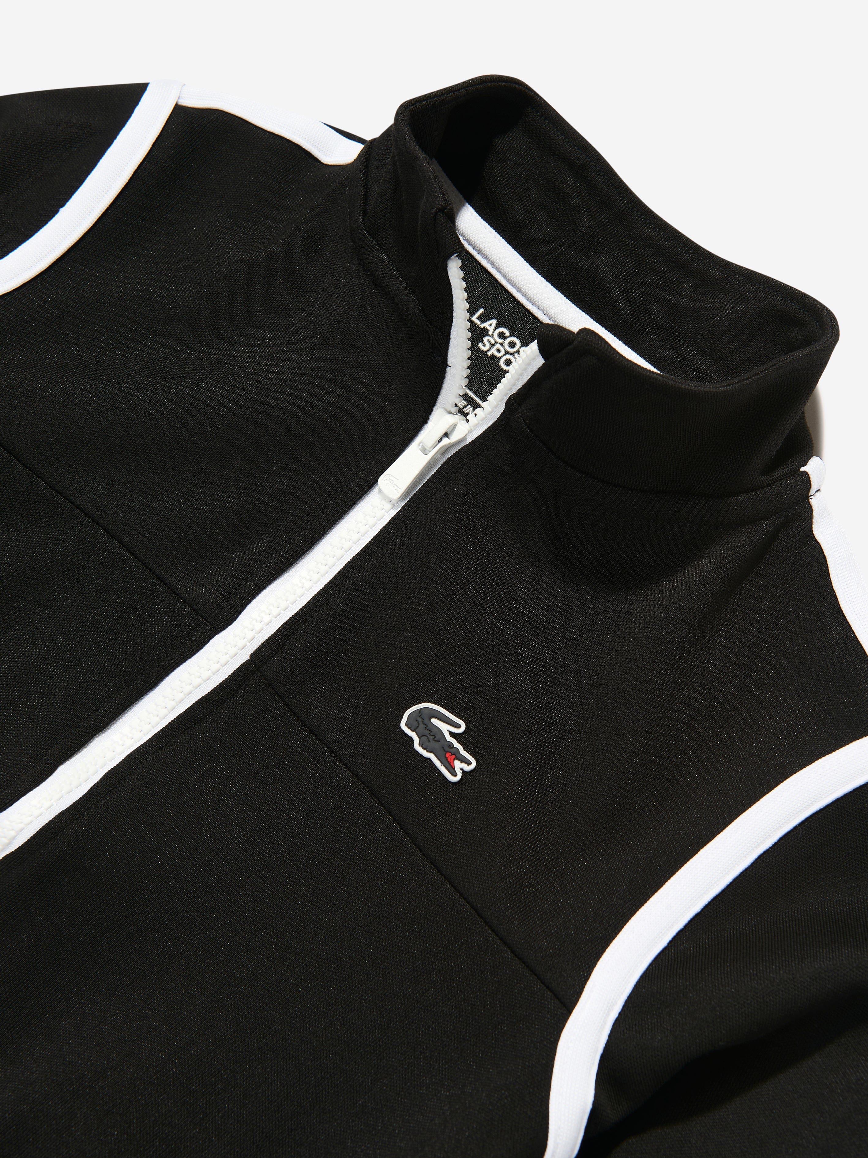 Lacoste Boys Contrast Seam Track Jacket in Black