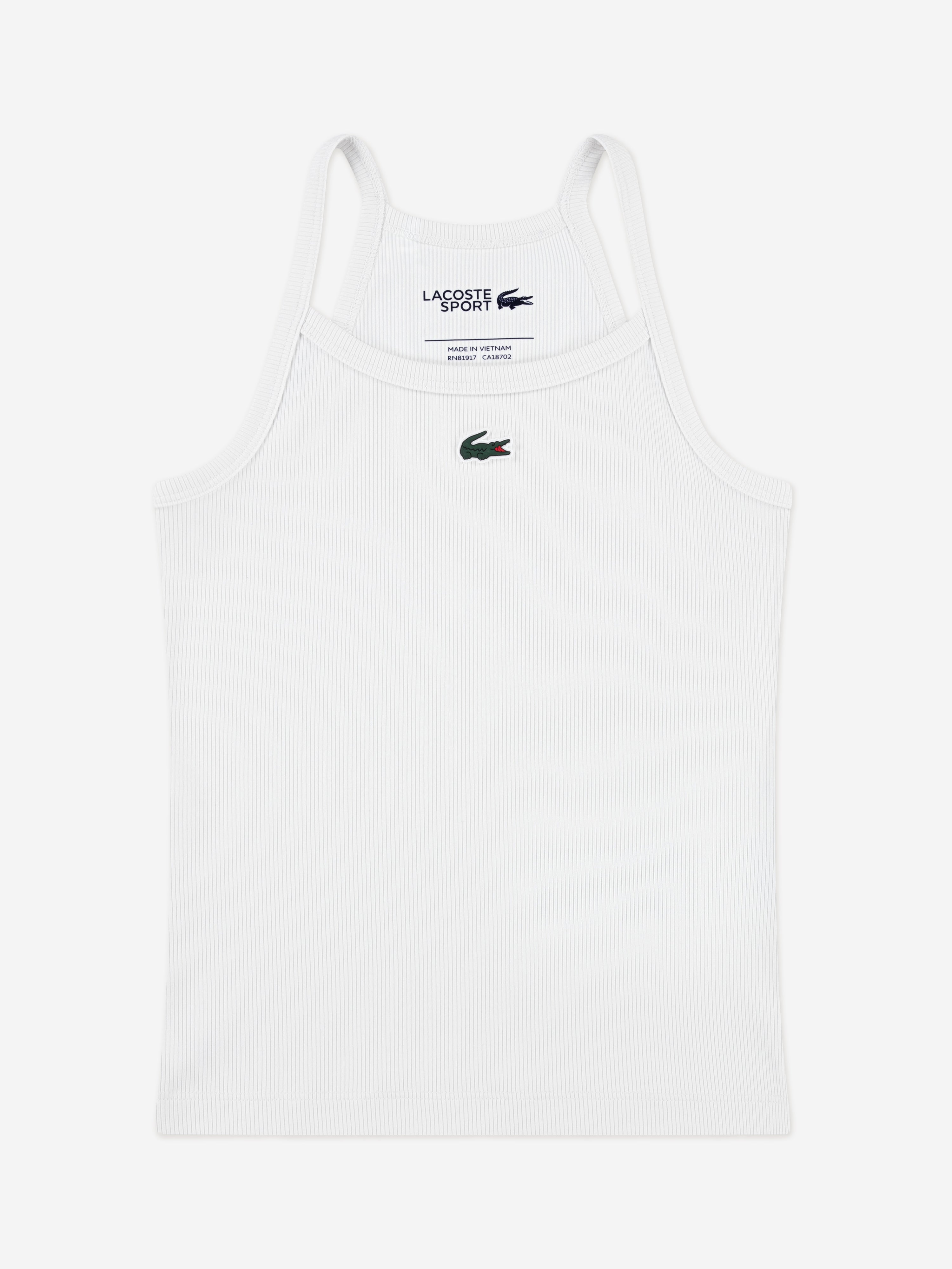 Lacoste Girls Logo Rib Tank Top in White