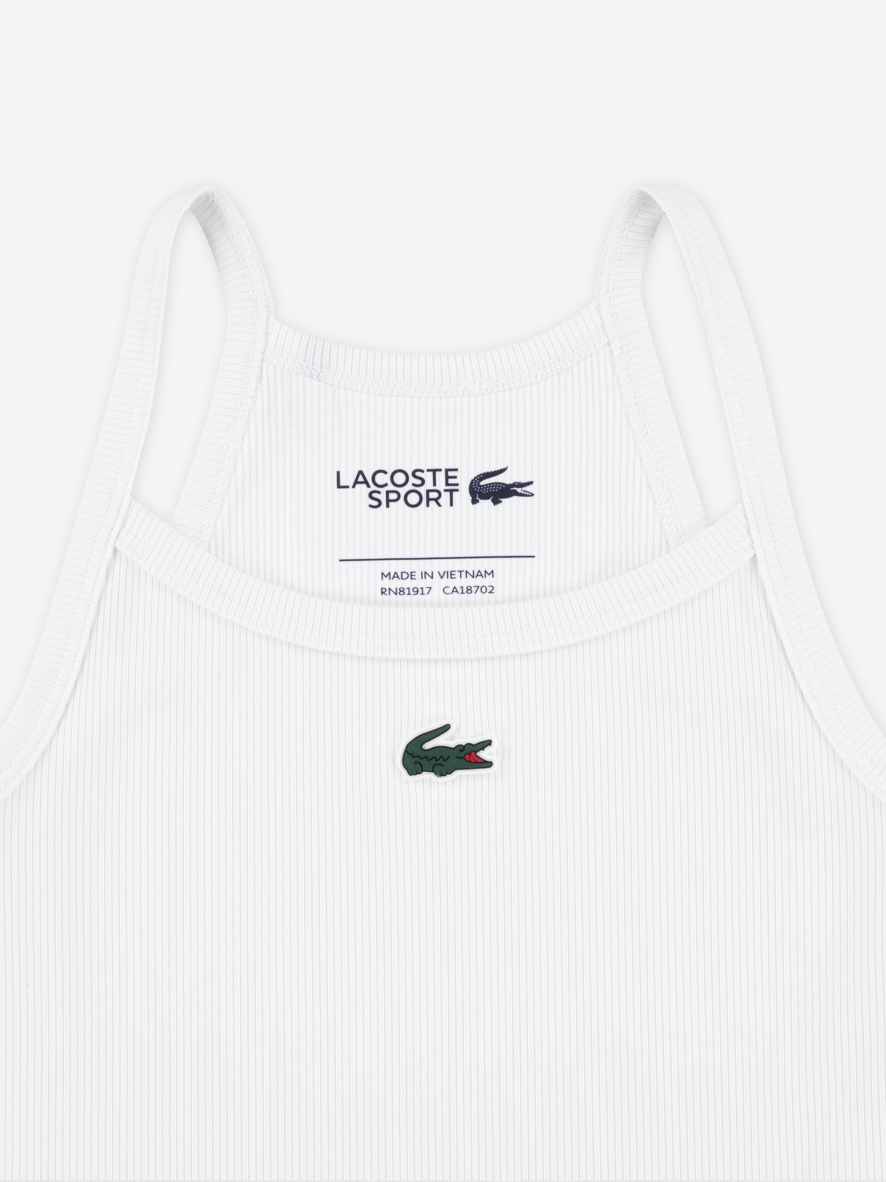 Lacoste Girls Logo Rib Tank Top in White