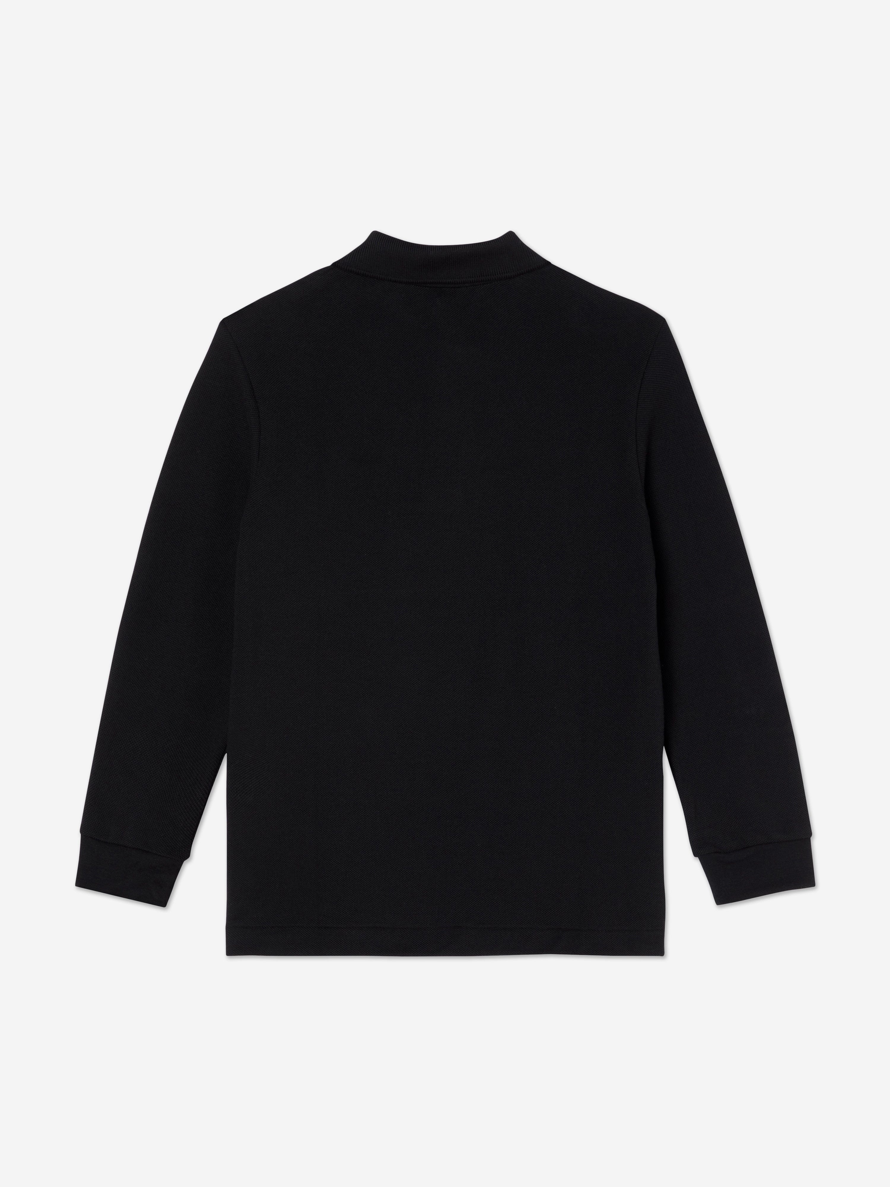Lacoste Boys Long Sleeve Pique Polo Shirt in Black