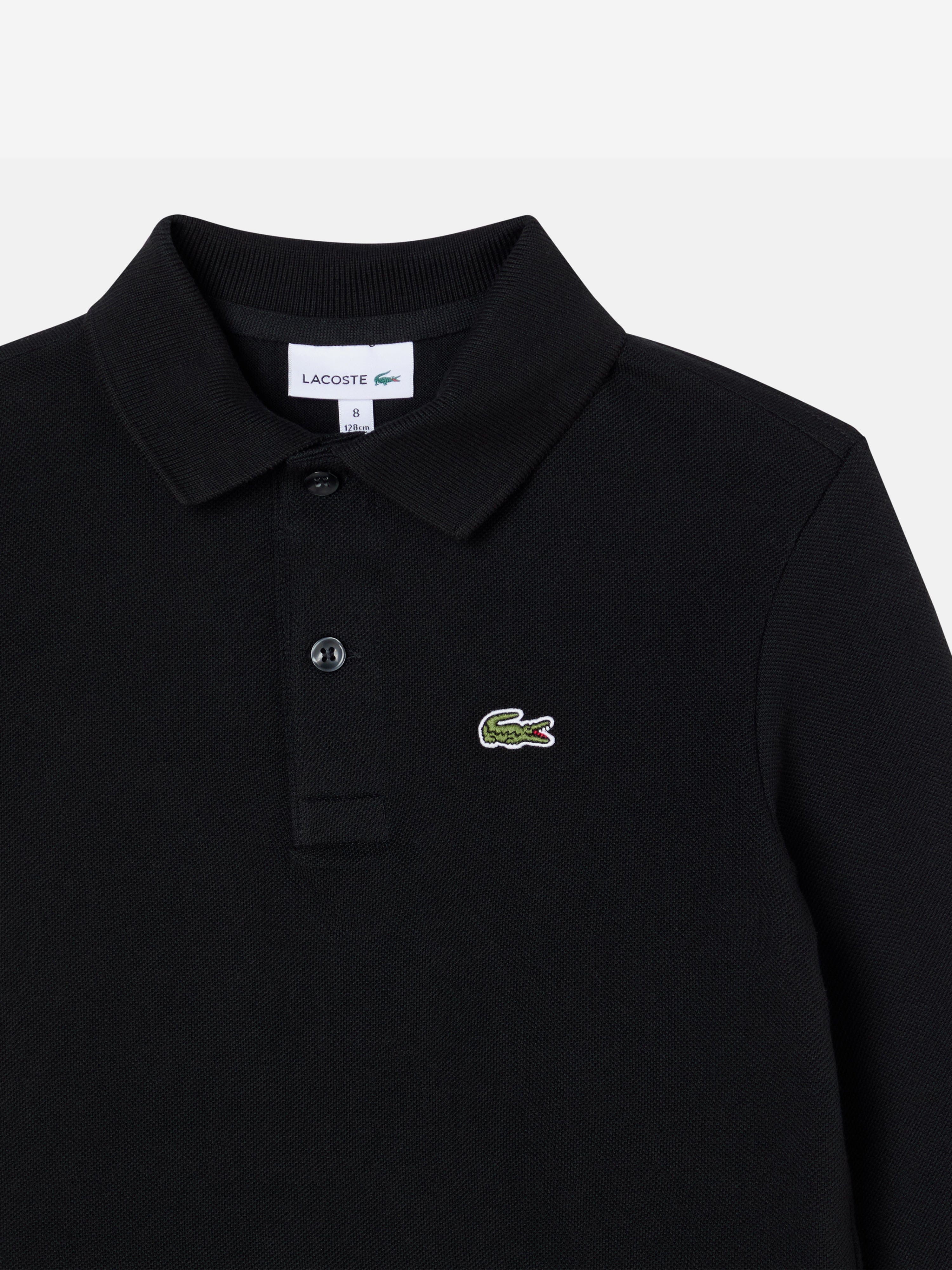 Lacoste Boys Long Sleeve Pique Polo Shirt in Black