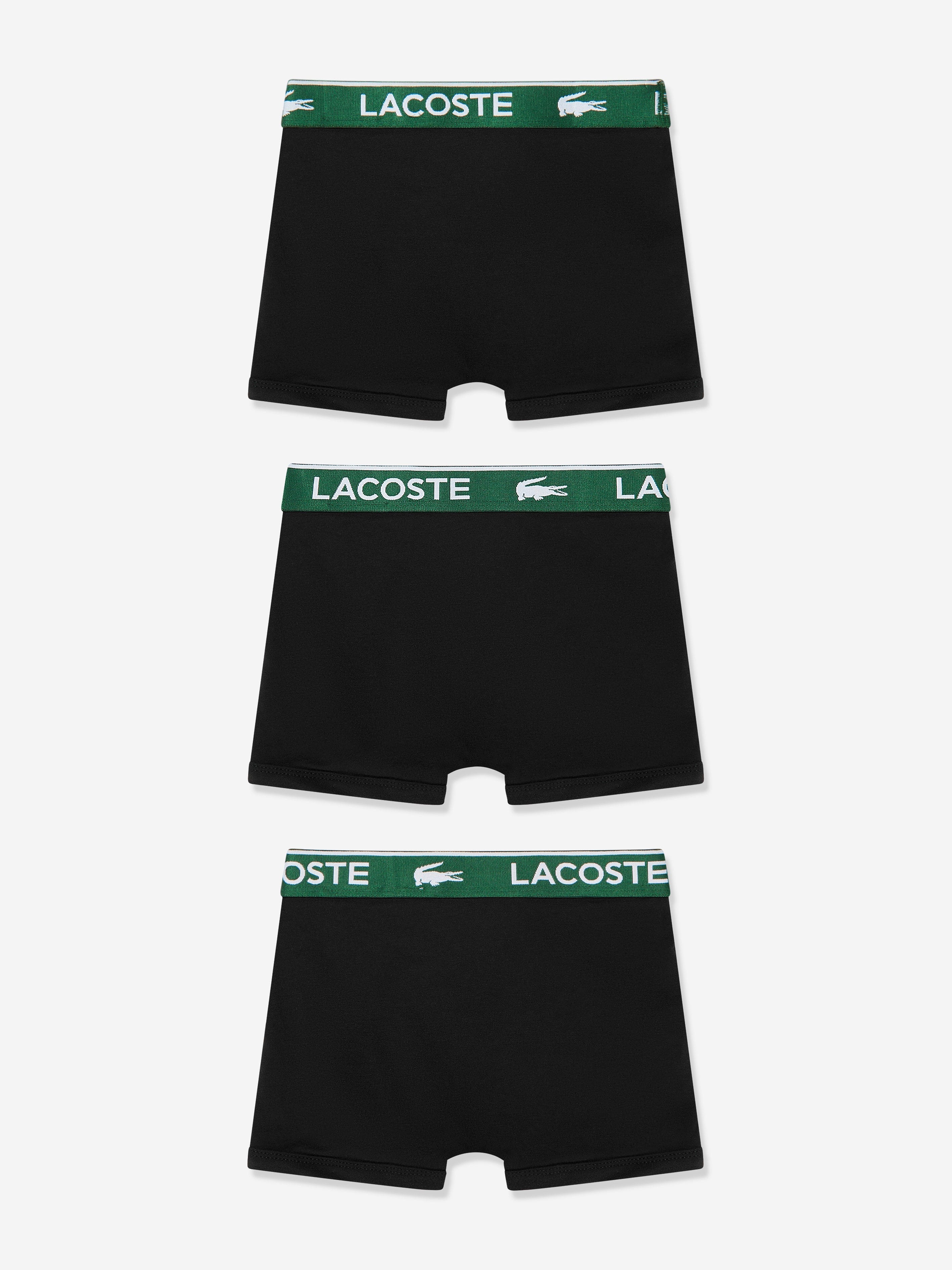 Lacoste Boys 3 Pack Solid Boxer Shorts Set in Black