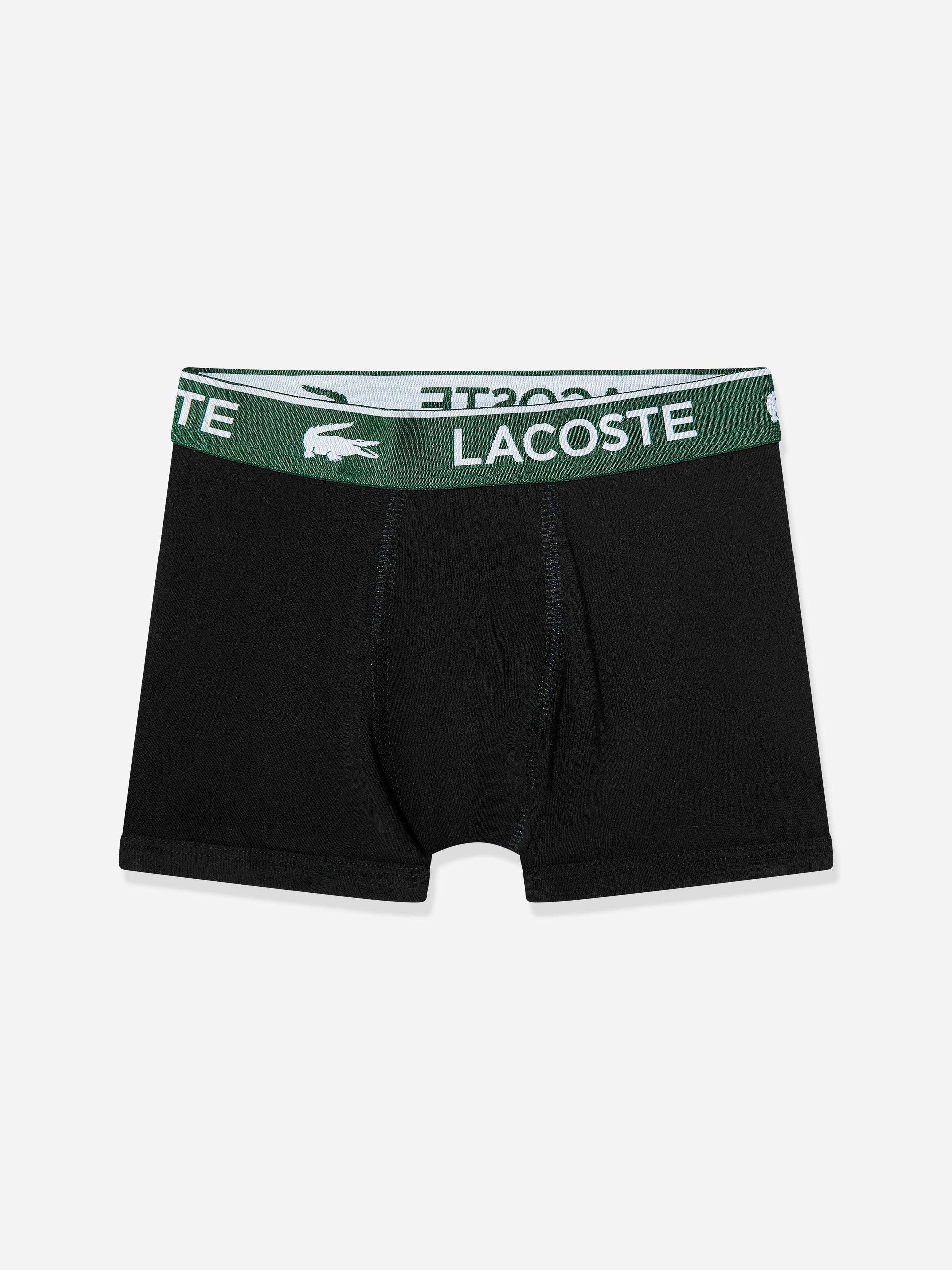 Lacoste Boys 3 Pack Solid Boxer Shorts Set in Black