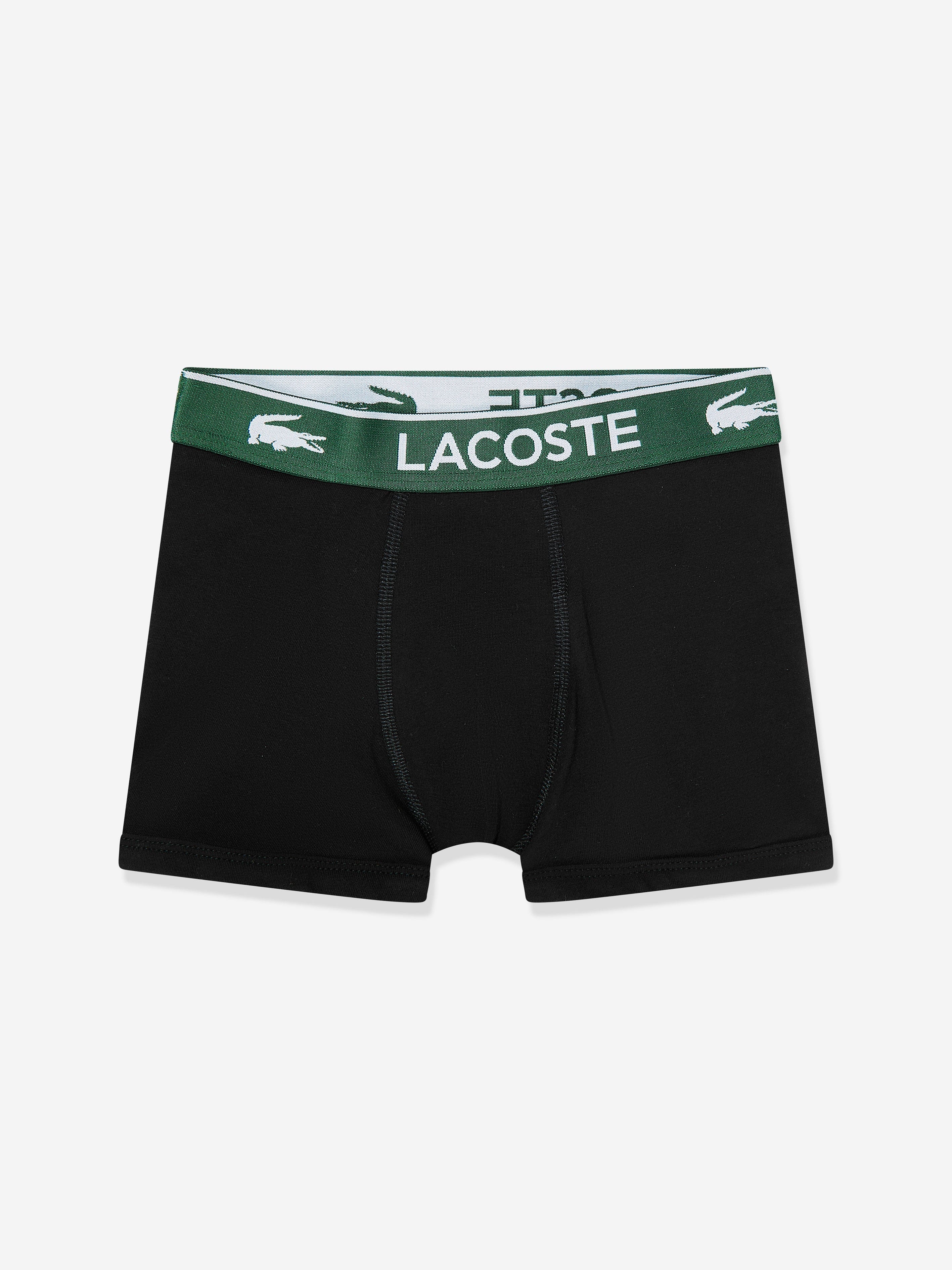 Lacoste Boys 3 Pack Solid Boxer Shorts Set in Black