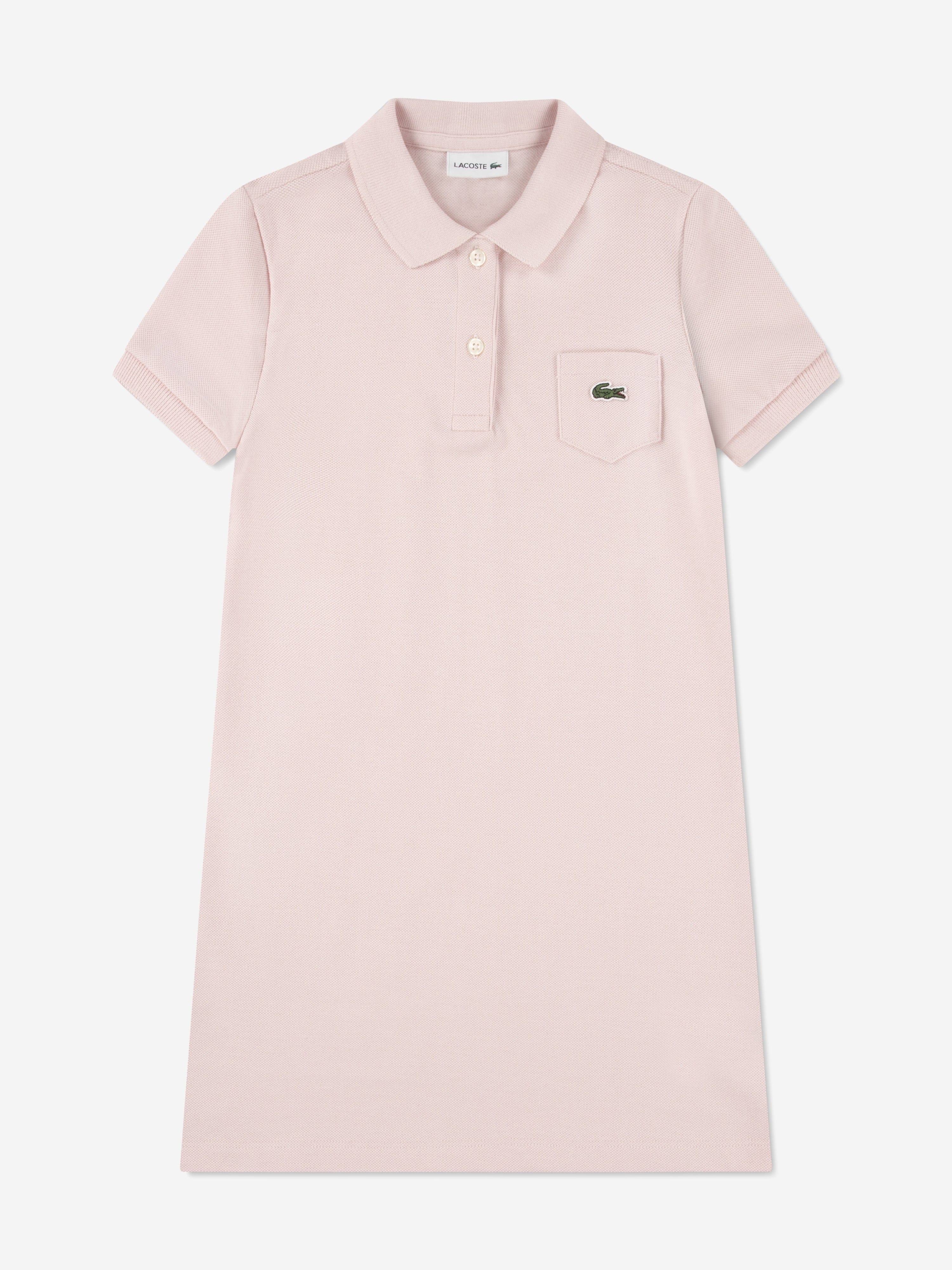 Lacoste Girls Pique Polo Dress in Pink