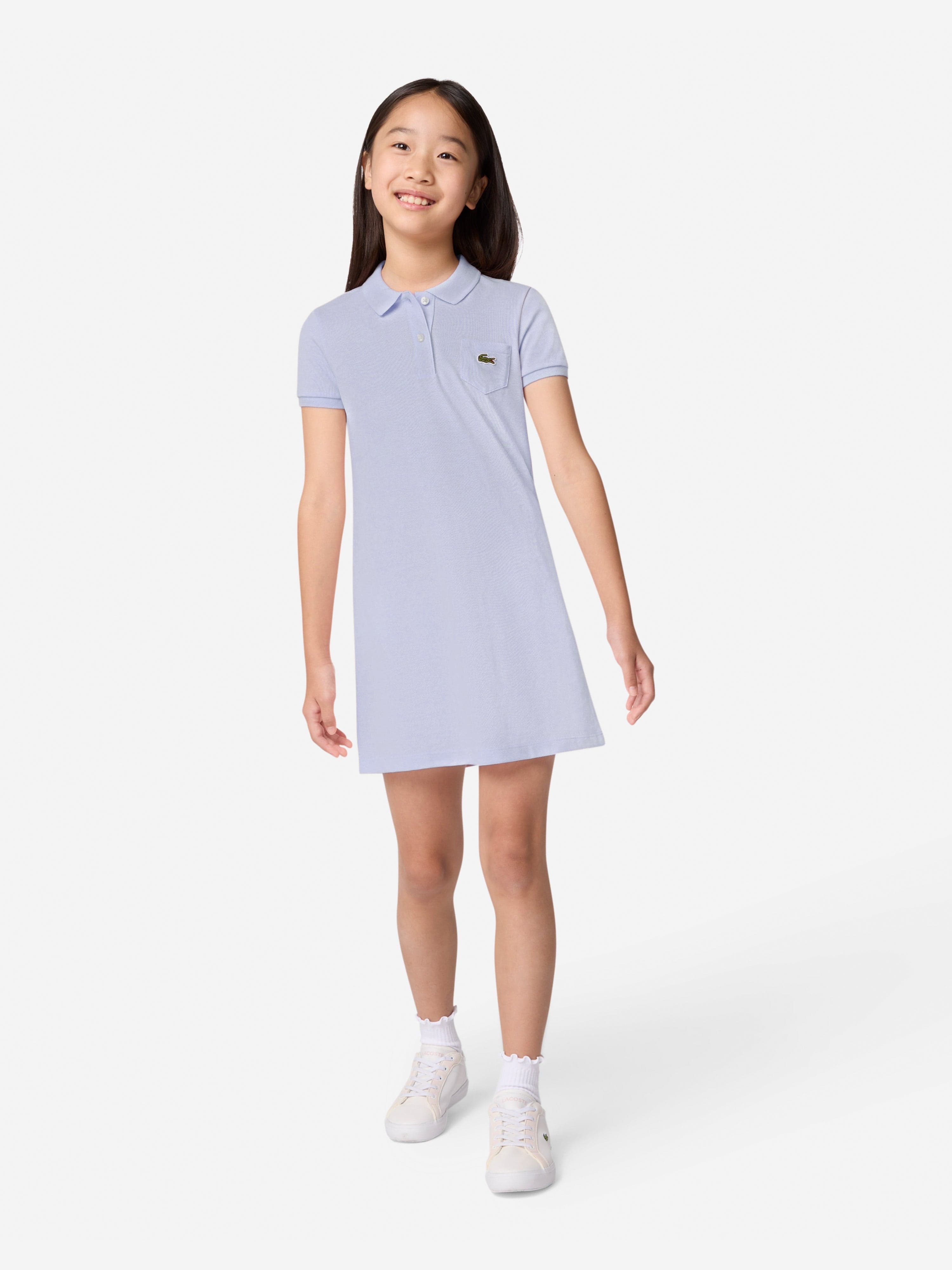 Lacoste Girls Pique Polo Dress in Blue