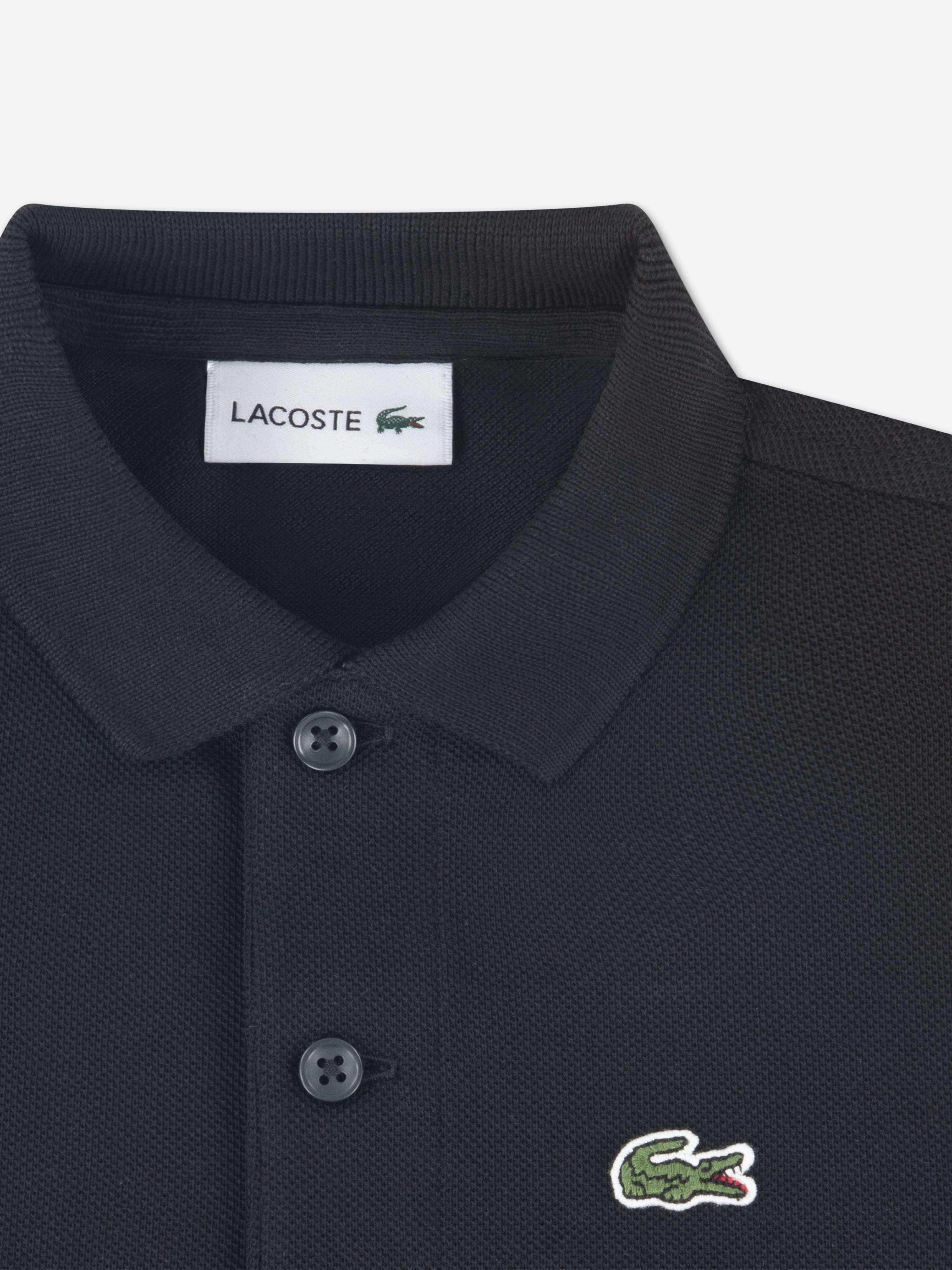 Lacoste Boys Pique Polo Shirt in Black
