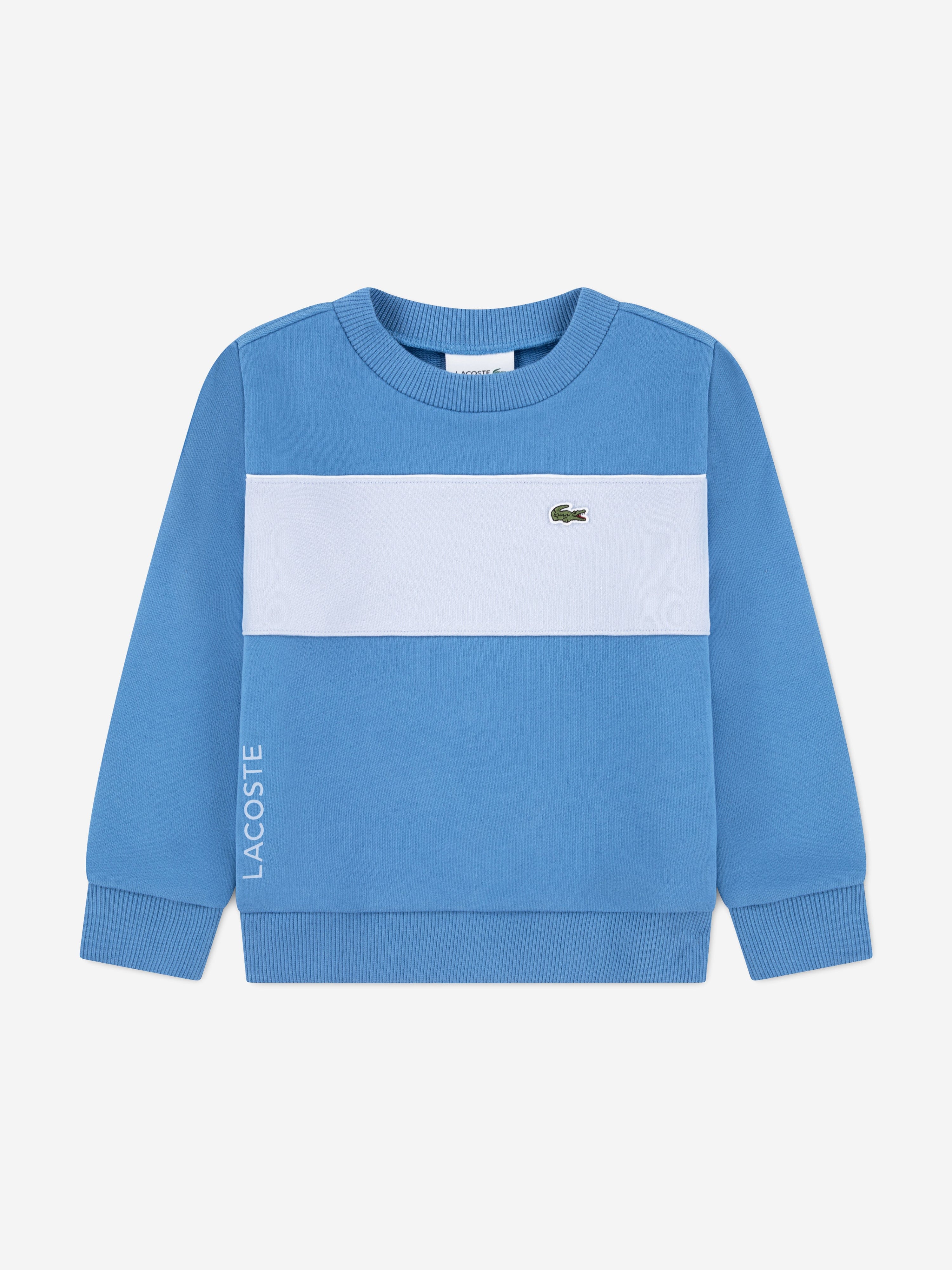 Lacoste Boys Colourblock Crew Sweatshirt in Blue