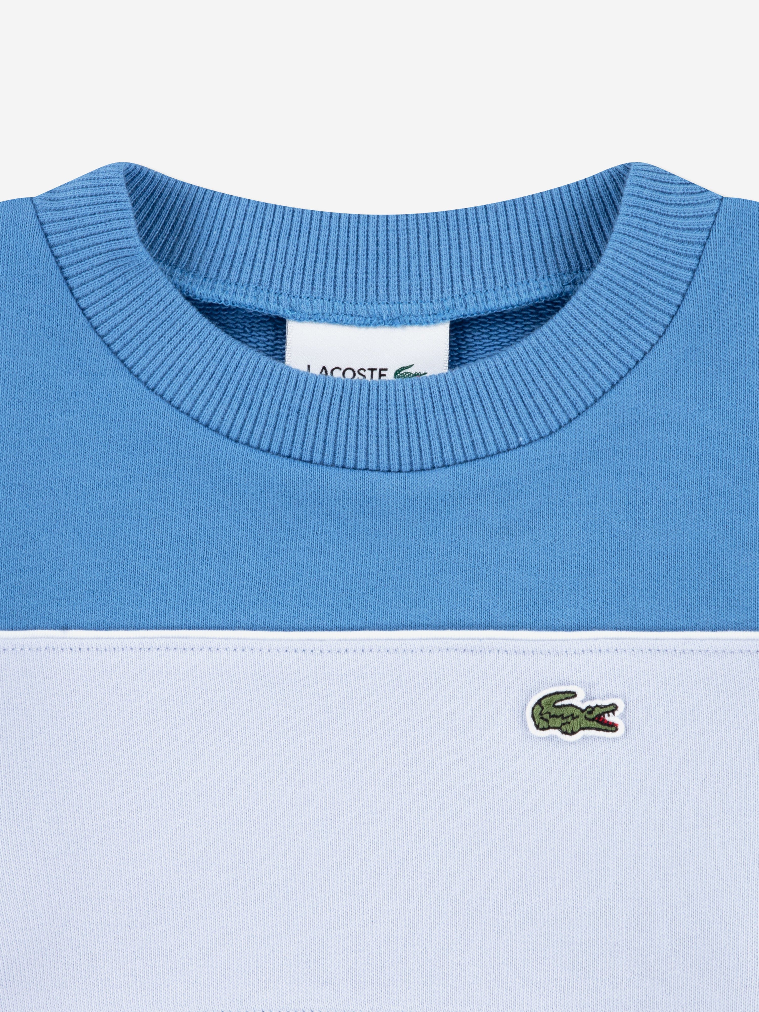 Lacoste Boys Colourblock Crew Sweatshirt in Blue