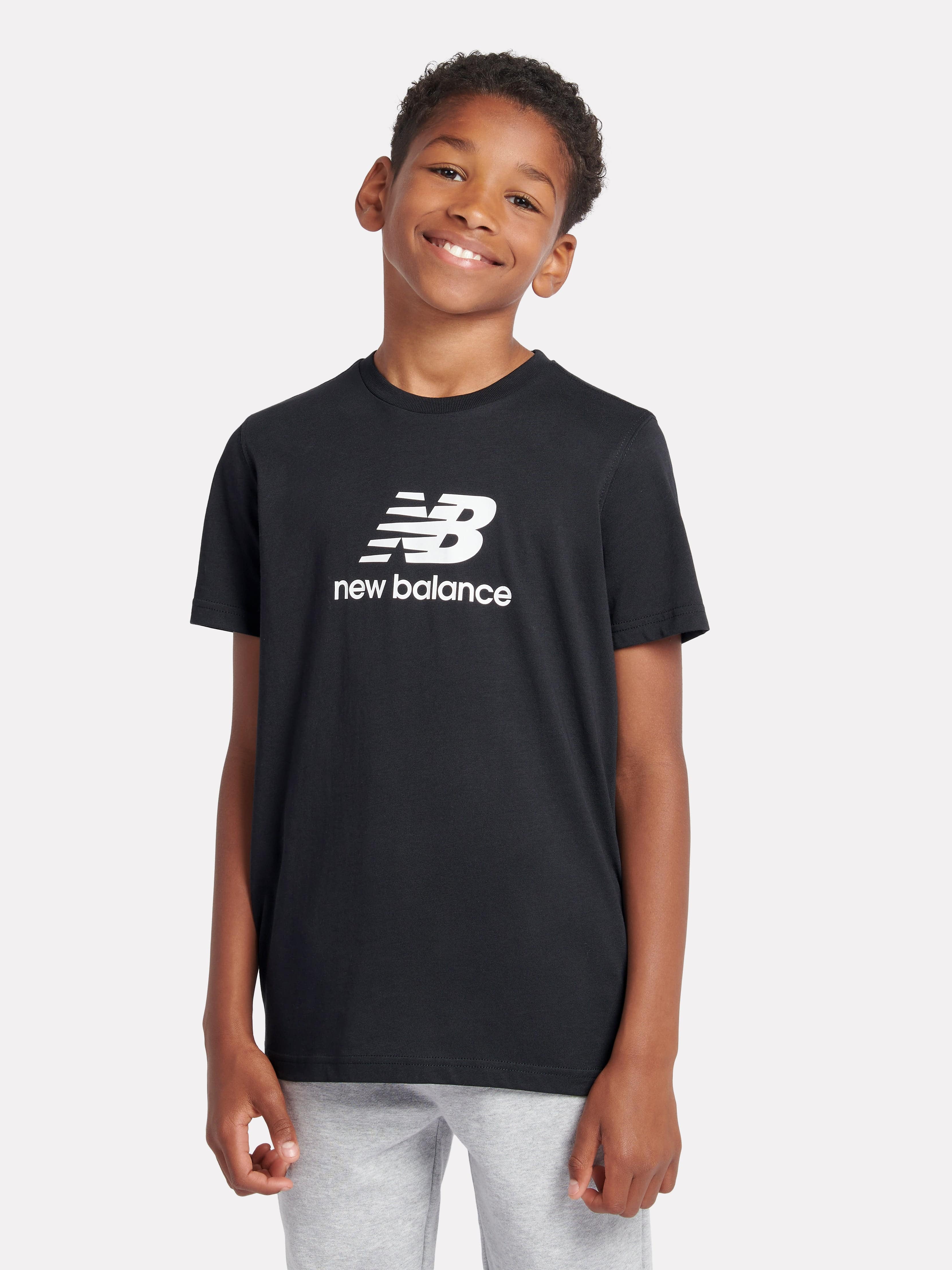 Boys Jersey Stacked Logo T-Shirt in Black